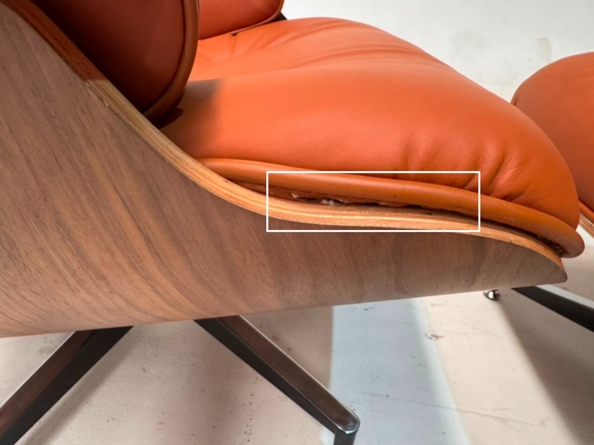 AS IS - Lounge Chair And Ottoman Tall CARAMEL/BLACK Bp8026-Black/legs