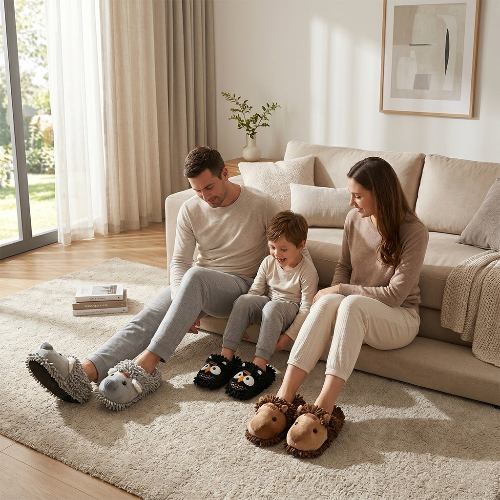 Light grey men's animal print slippers by Beacon, featuring comfortable slip-on design and soft interior for casual wear.