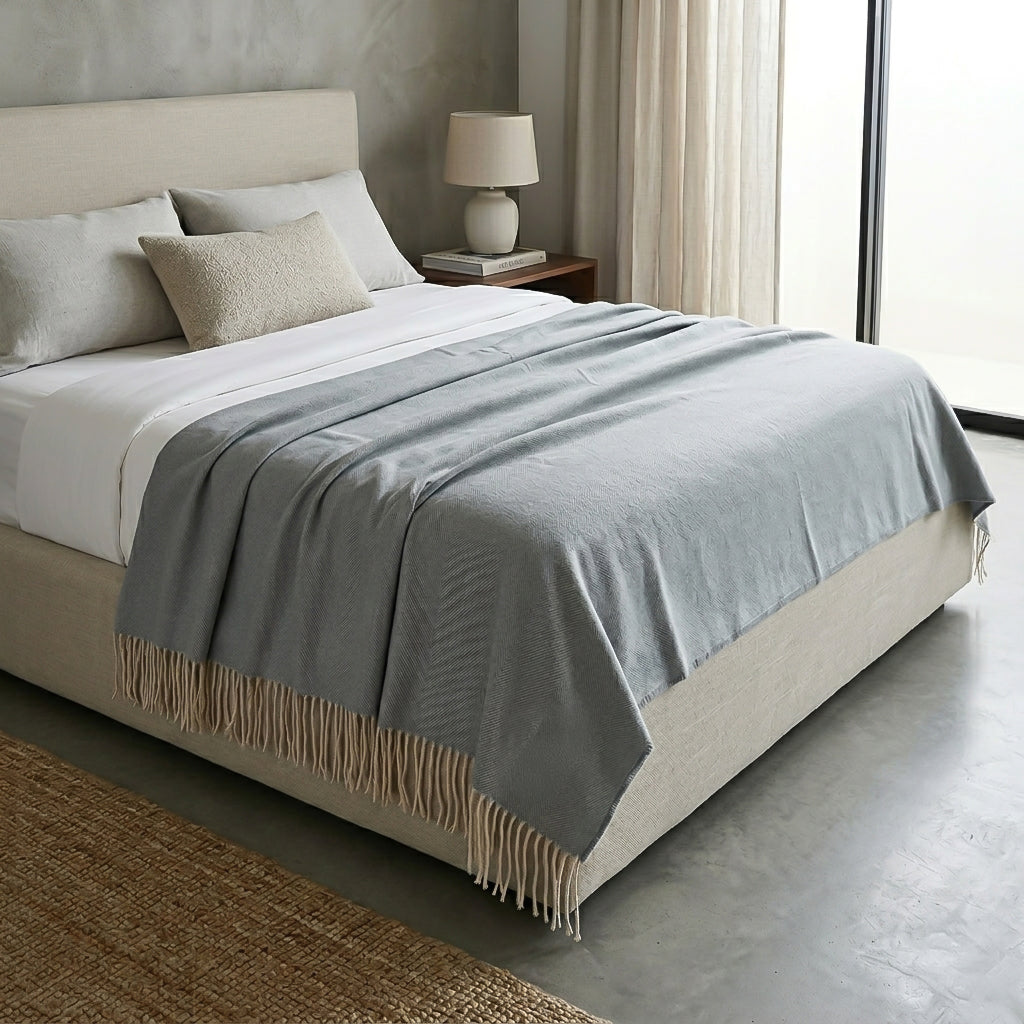 BEACON Fjord Wool Throw Blanket DR-THW15, cozy wool blanket with textured pattern, perfect for sofa or bed decor.