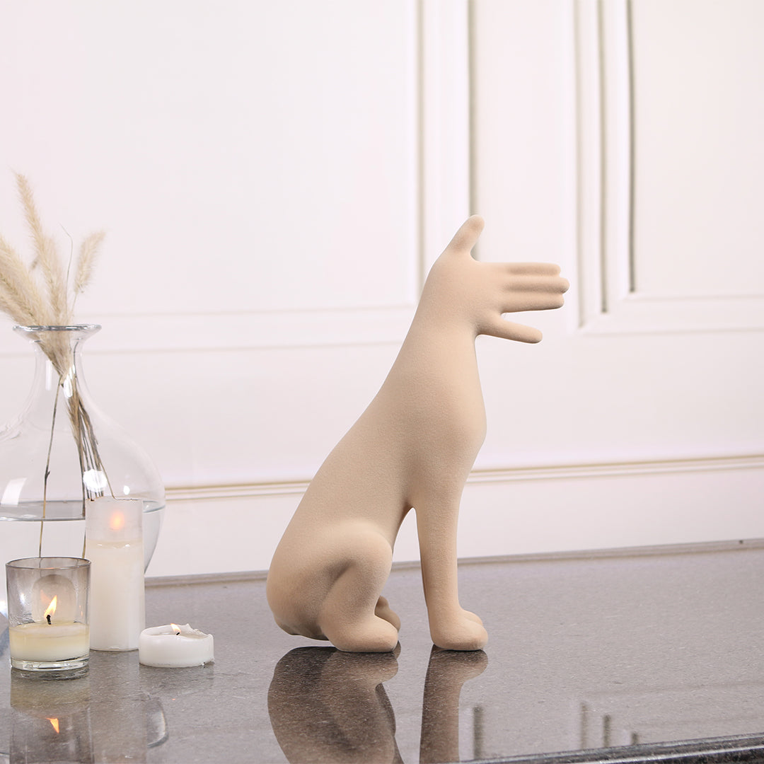 Abstract friendly dog sculpture from BEACON home decor figurines, showcasing a modern, artistic dog design in a decorative setting.