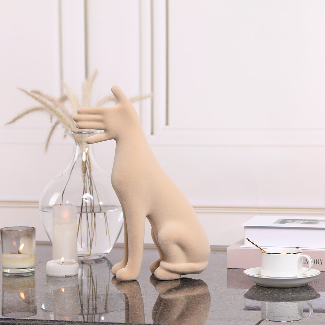 Abstract friendly dog sculpture from BEACON home decor figurines, detailed abstract dog figurine for stylish interior decoration.