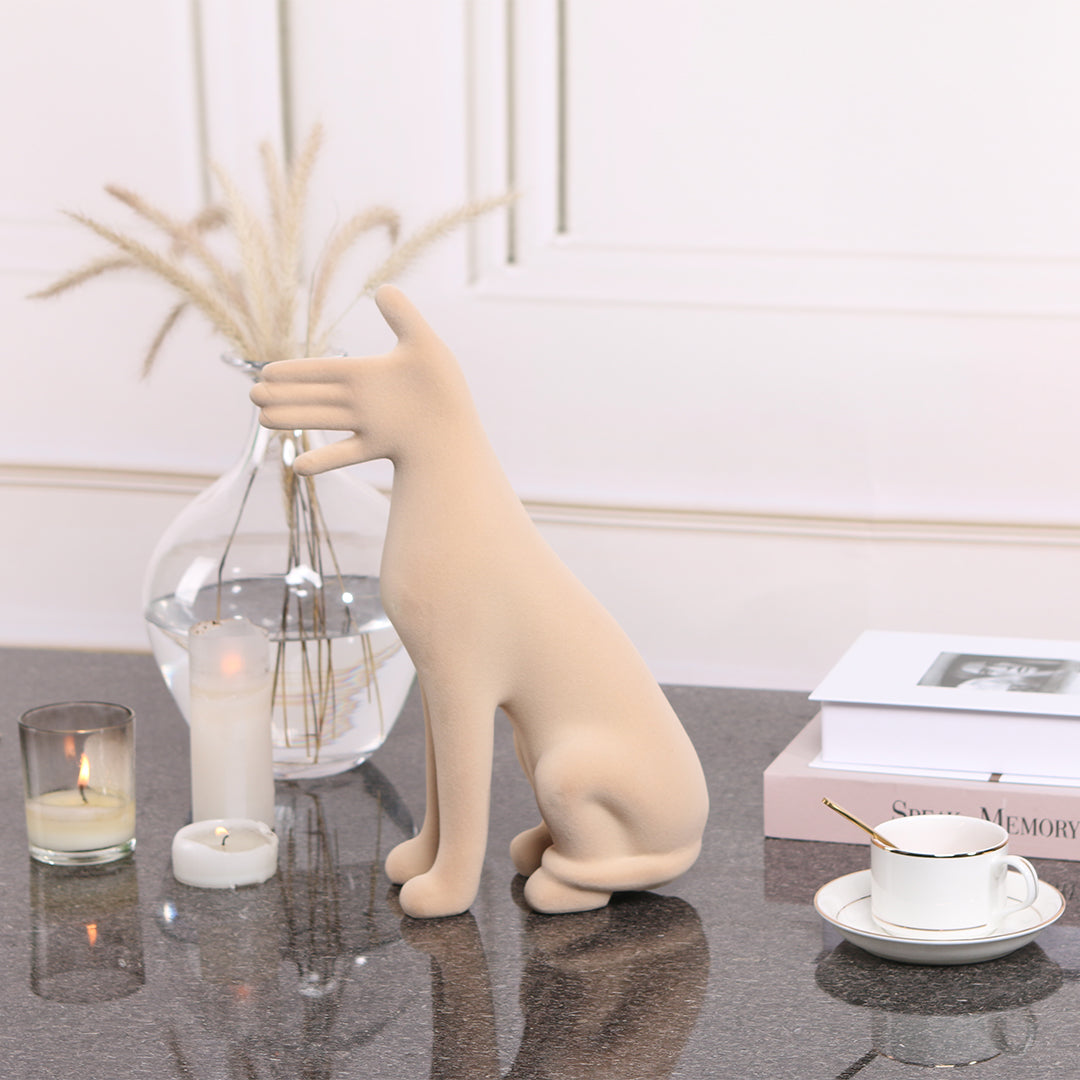 Abstract friendly dog sculpture by BEACON, a modern home decor figurine with a smooth, artistic design.