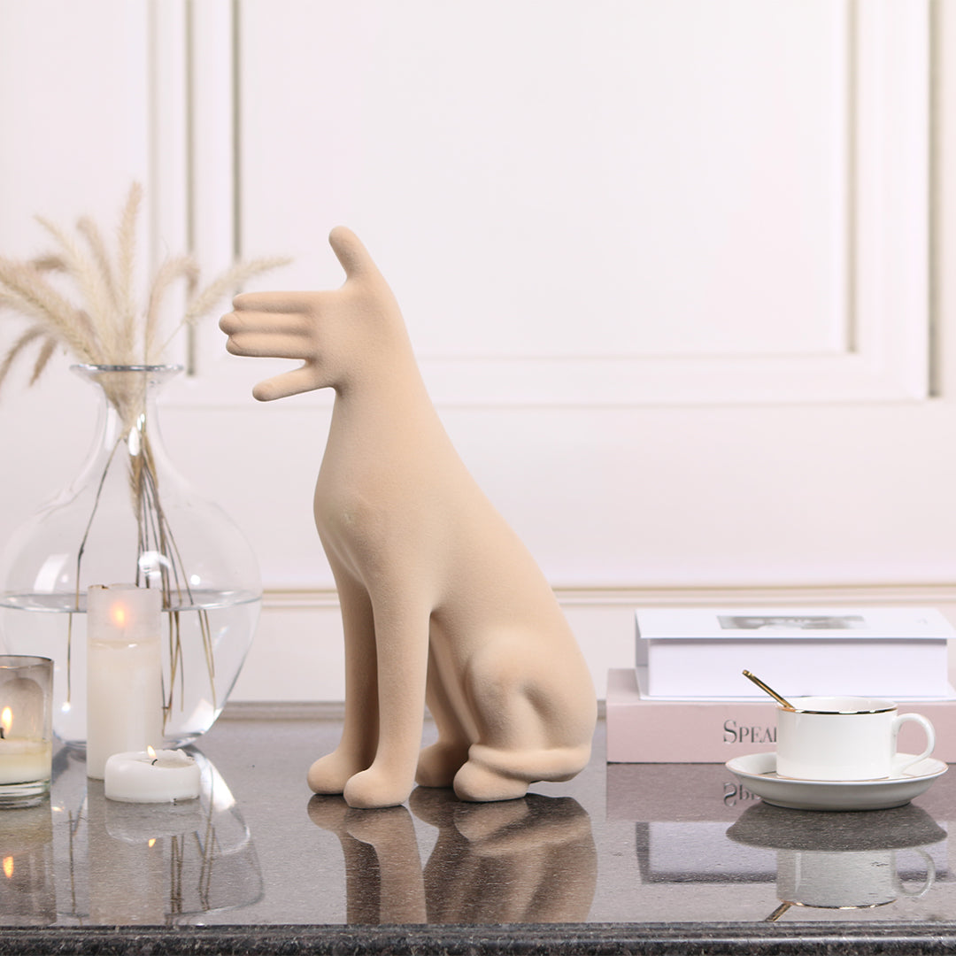 Abstract friendly dog sculpture by BEACON, a modern home decor figurine with smooth, flowing lines and an artistic design.