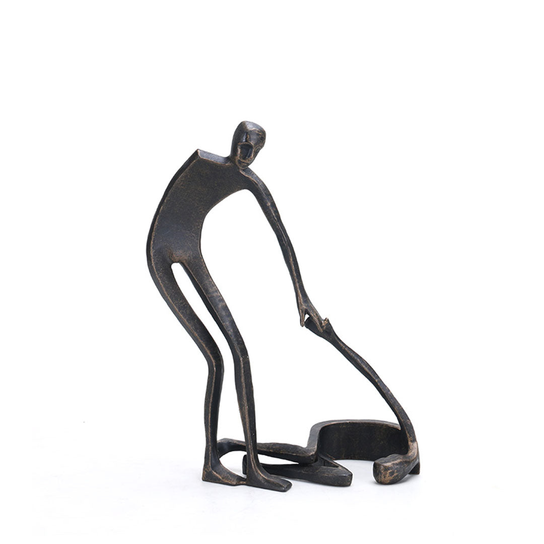 Abstract metal sculpture by BEACON, modern home decor figurine with sleek, artistic design and intricate metal detailing.