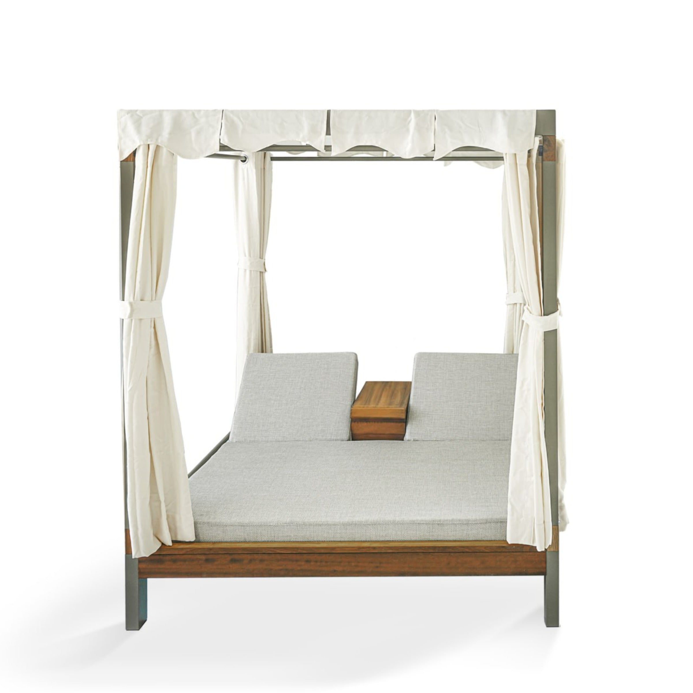 Alchera gazebo with sunloungers in RAL 7006 color by Albamo, outdoor relaxation furniture set with cushioned loungers.