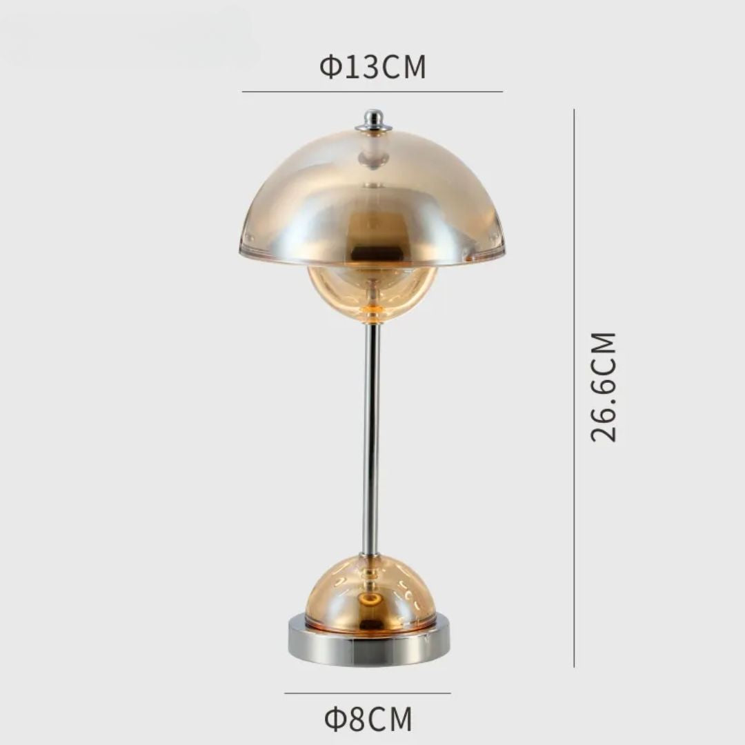 Amber rechargeable LED table lamp from Beacon, designed for desks and tables, with a sleek, modern look and adjustable lighting.