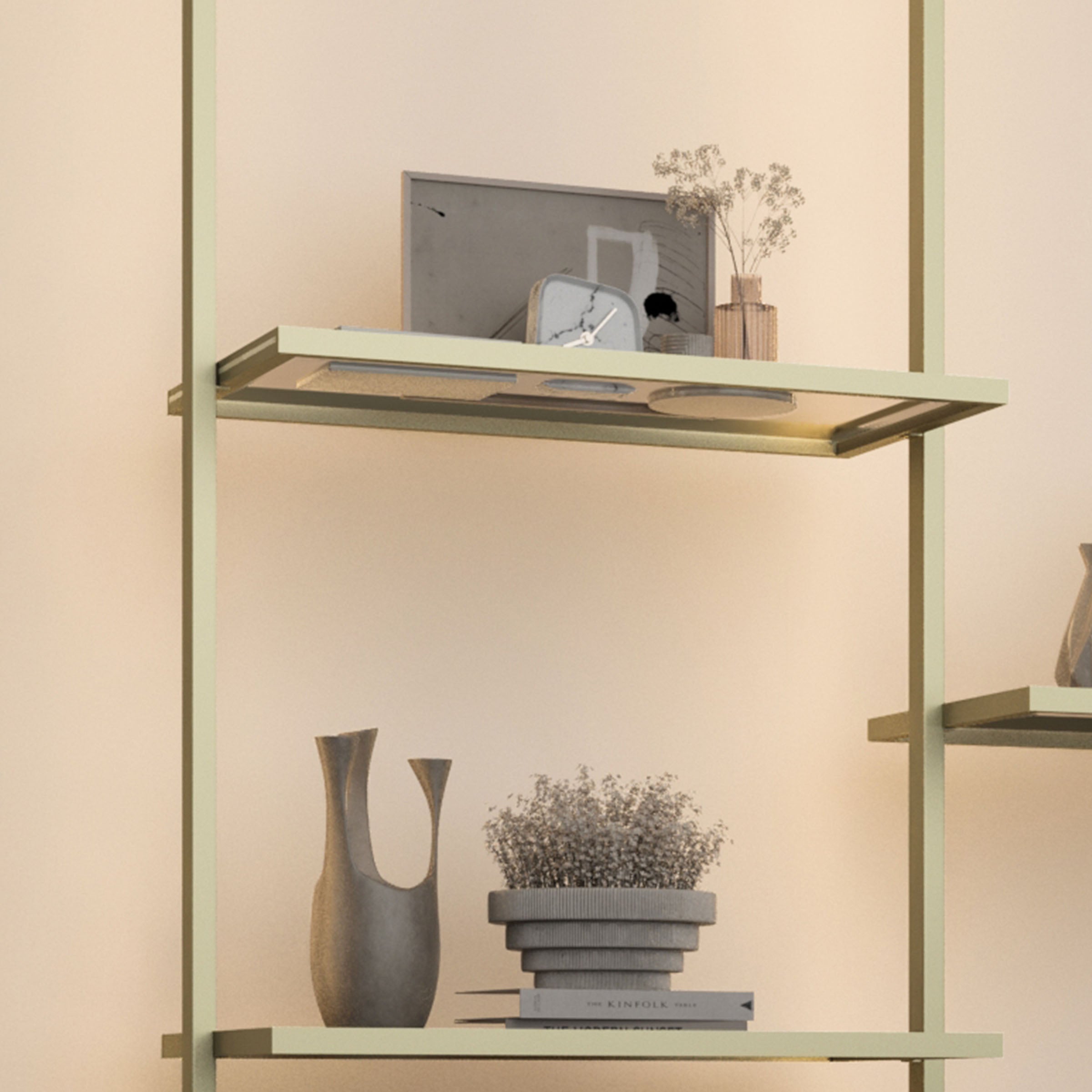 Glass shelf for closet or cabinet, 100 cm long in Antik color with sunlight LED lighting and 3-meter wire from AKYOL Shelves.