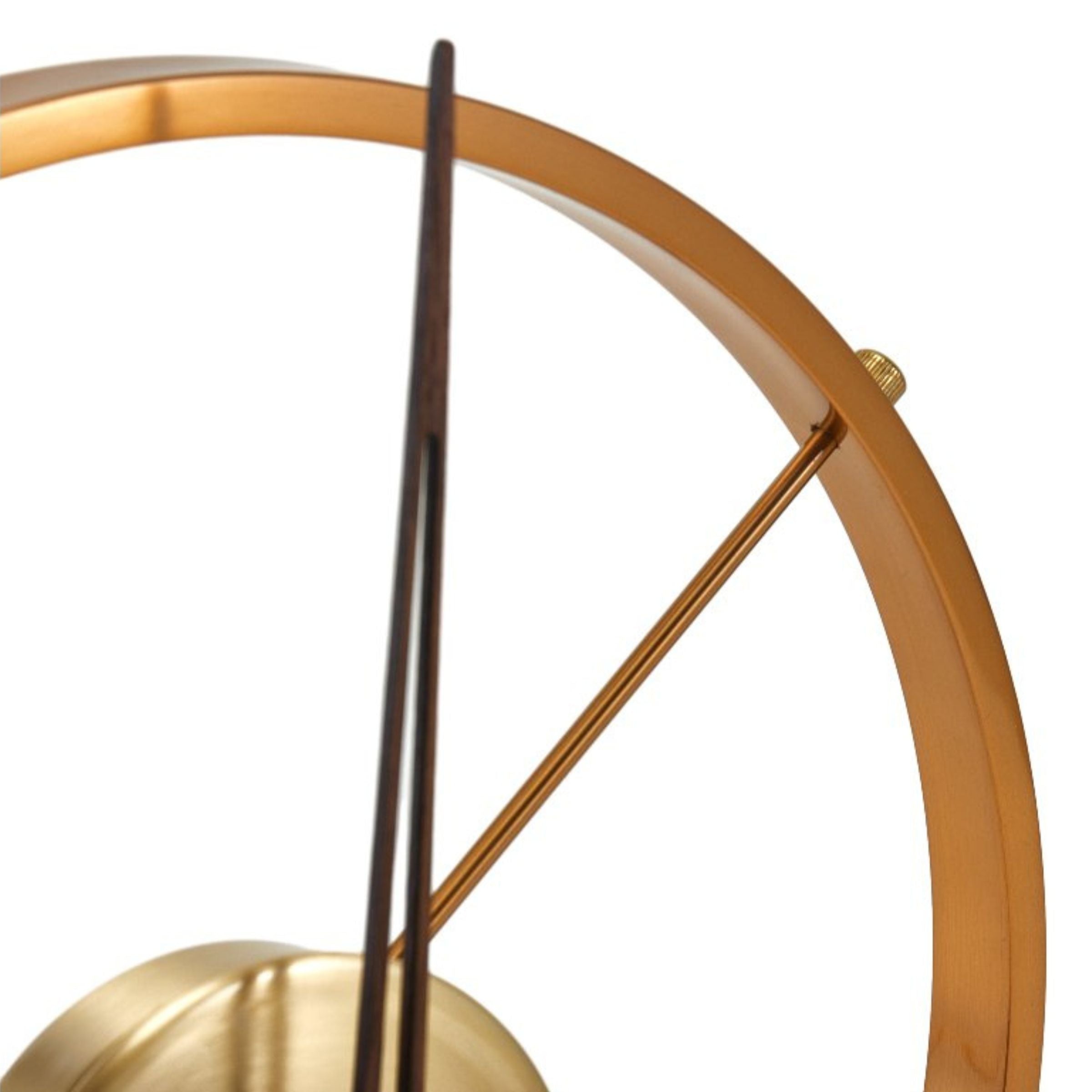 Antique brass iron and marble tabletop clock with vintage design, featuring detailed craftsmanship and classic style.