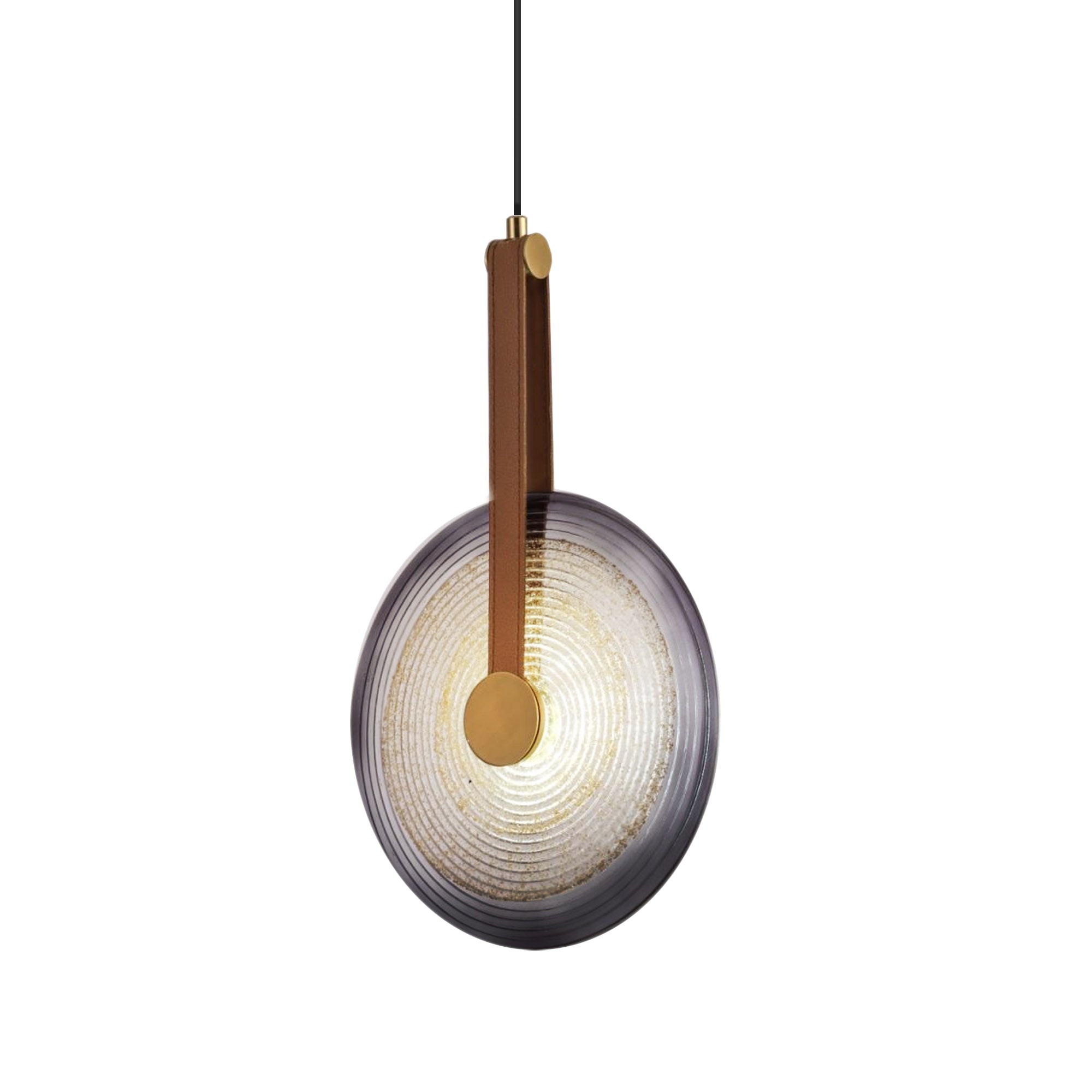 Beige leather Aqua Gem Pendant Lamp by BEACON, 20cm diameter, modern pendant lighting with aqua-colored gem design.