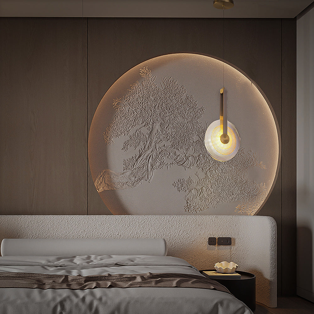 Beige leather Aqua Gem Pendant Lamp by BEACON, 20cm diameter, stylish modern pendant lighting fixture.