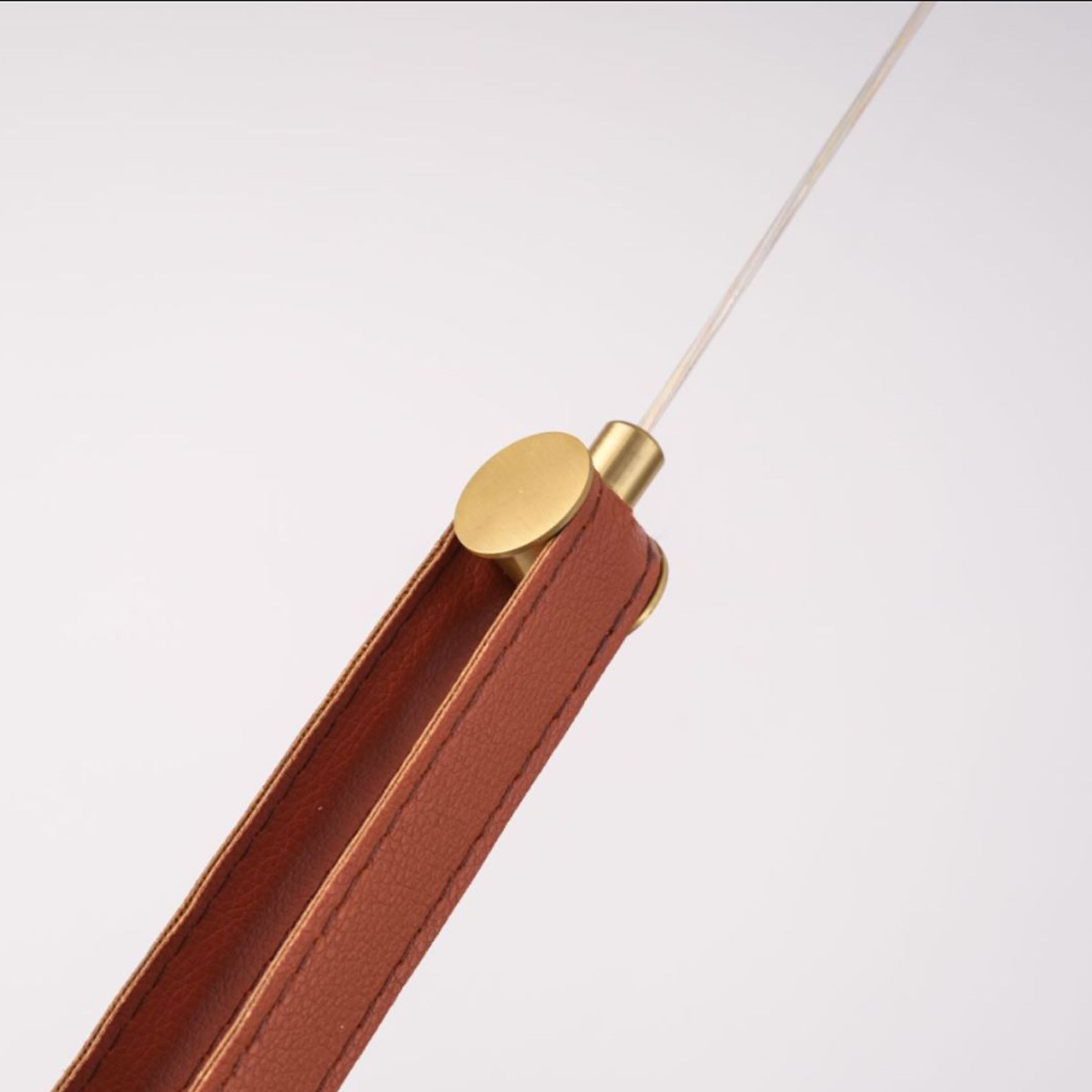 Aqua Gem Pendant Lamp with orange leather exterior, 30cm diameter, by BEACON, stylish modern pendant lighting fixture.