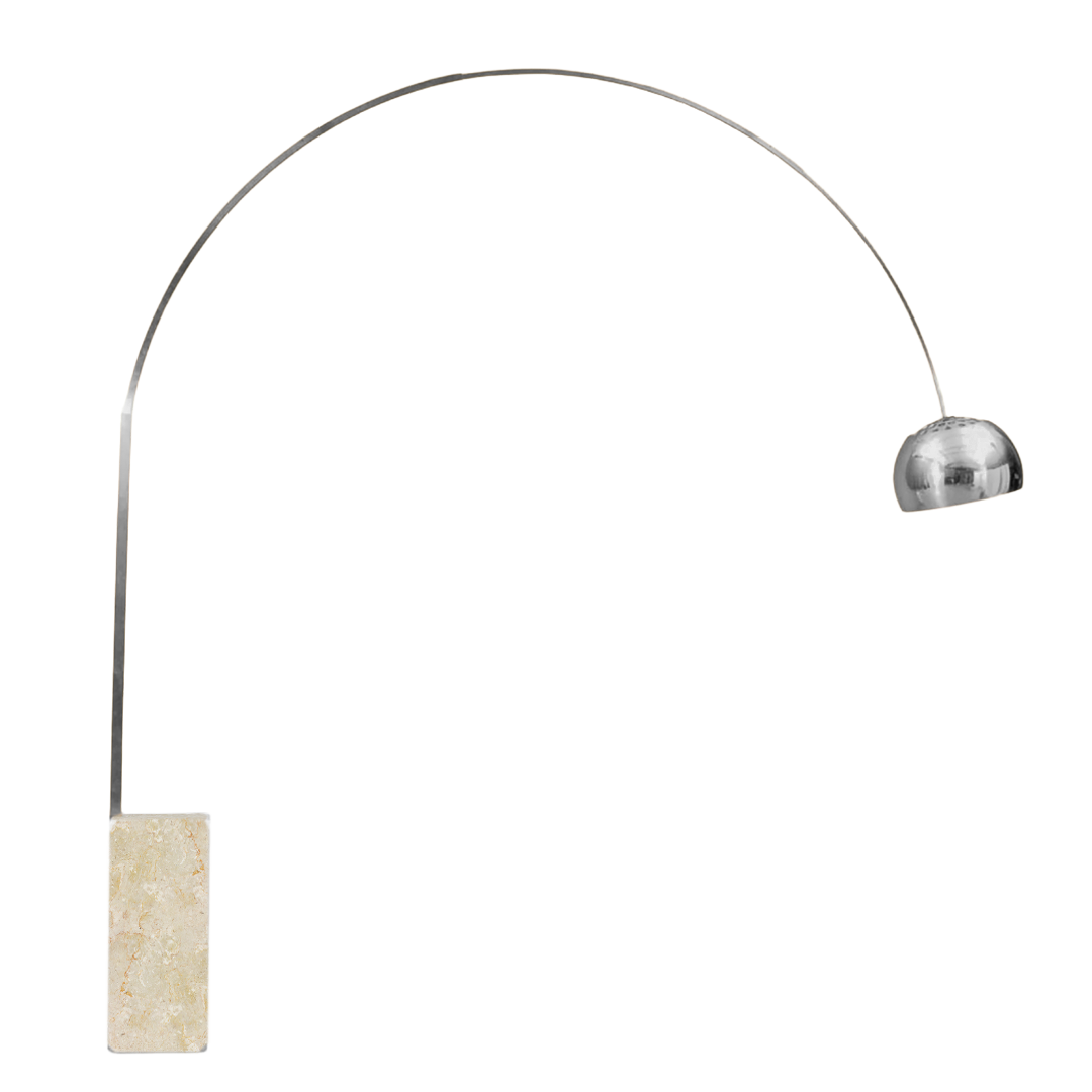 Arc Lamp With Travertine Base BP0078-GTR -  Floor Lamps - ebarza Furniture UAE | Shop Modern Furniture in Abu Dhabi & Dubai - مفروشات ايبازرا في الامارات | تسوق اثاث عصري وديكورات مميزة في دبي وابوظبي