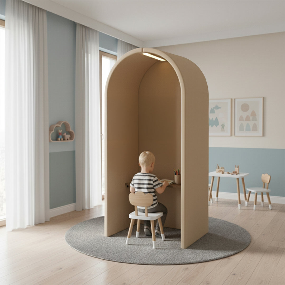 Arcadia Kids Desk/ Workstation YDJ-W106- Biege -  Office Booth - ebarza Furniture UAE | Shop Modern Furniture in Abu Dhabi & Dubai - مفروشات ايبازرا في الامارات | تسوق اثاث عصري وديكورات مميزة في دبي وابوظبي