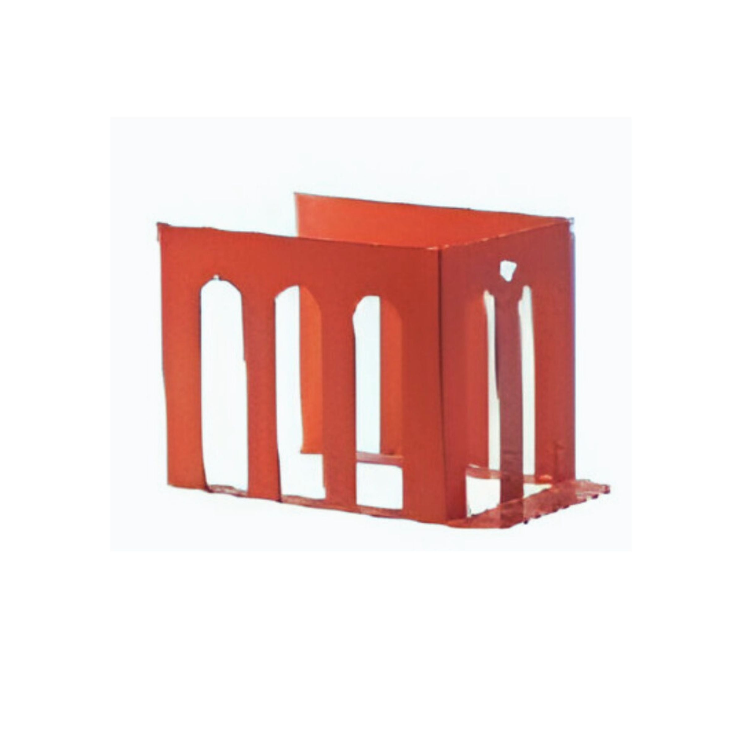 Orange BEACON arch bookstand ornament, decorative bookends with curved design for supporting books.