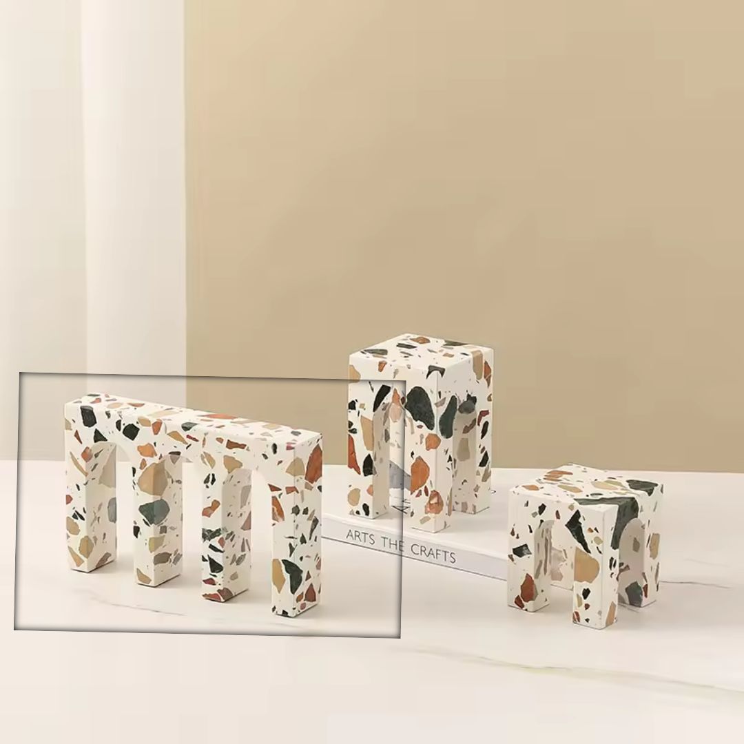 BEACON Arch Terrazzo Decor figurine, modern home decor ornament with sleek terrazzo finish, stylish decorative piece.
