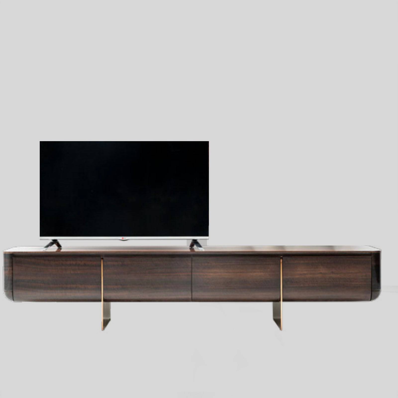 Modern SALONI Arpage TV unit with sleek design and storage compartments, ideal for contemporary living room setups.