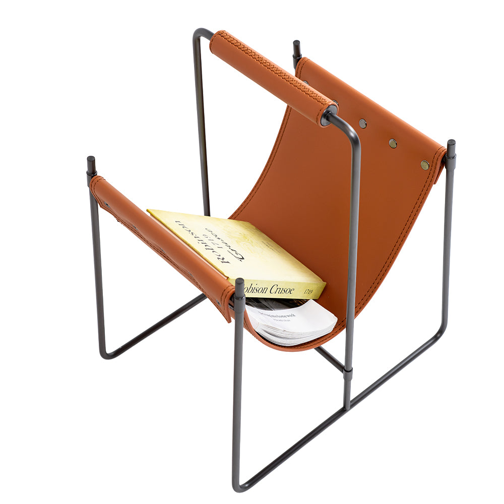 Orange Artisan Side Table by BEACON, featuring a handcrafted wooden design and compact surface for living room or bedroom decor.