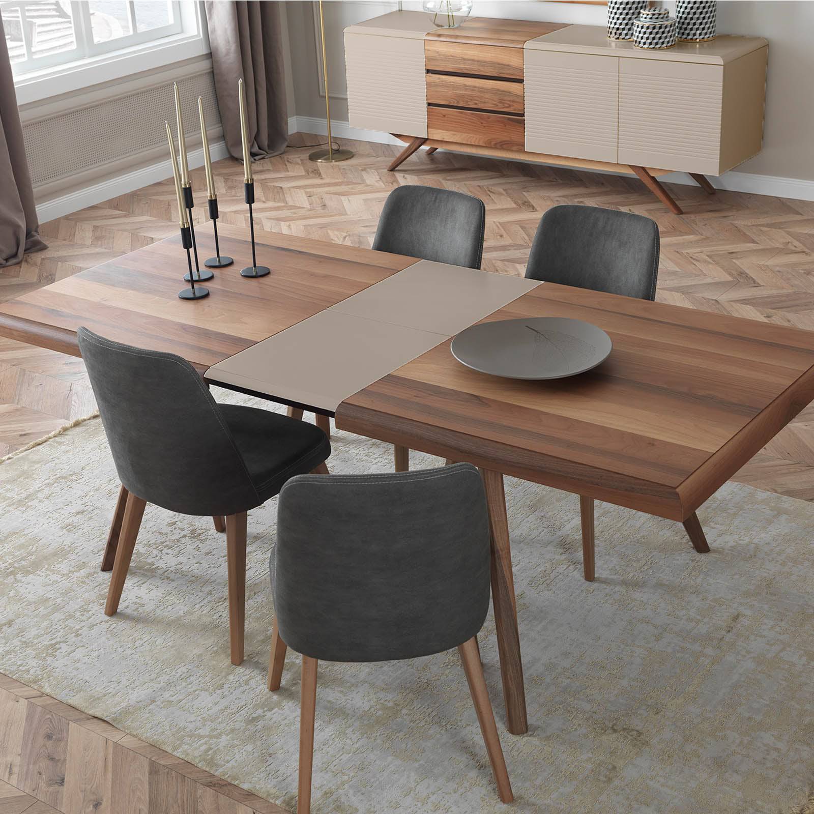 Contemporary Arya dining table by YOL LIVING with a sleek wooden surface, ideal for modern dining rooms.