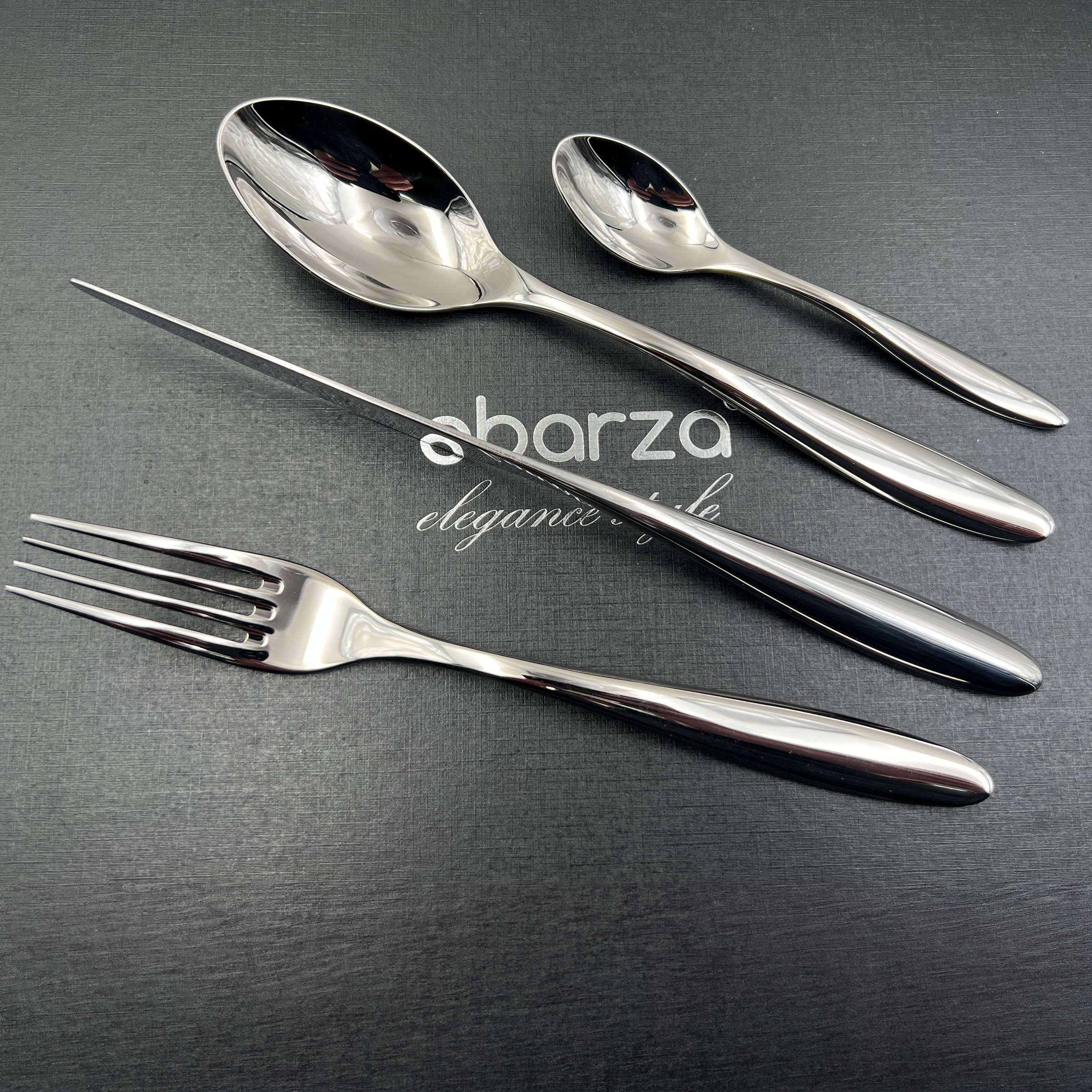 Arza Set of 24 pcs Mirror Silver Cutlery Set  8091 -  Cutlery Sets - ebarza Furniture UAE | Shop Modern Furniture in Abu Dhabi & Dubai - مفروشات ايبازرا في الامارات | تسوق اثاث عصري وديكورات مميزة في دبي وابوظبي