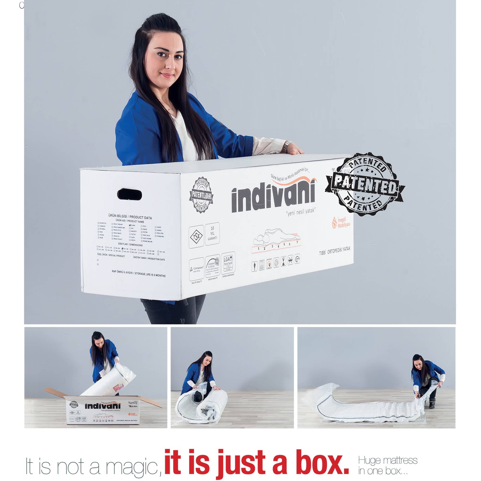 Display image of a 160x200 cm Indivani Concord Queen Mattress, showing the as-is condition of the Indivani brand mattress.