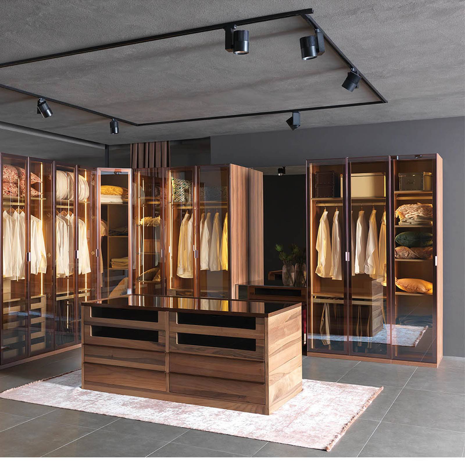 As-is Block Cabinet Corner Module with LED lighting and wooden door by YOL LIVING, display item showing modern storage design.