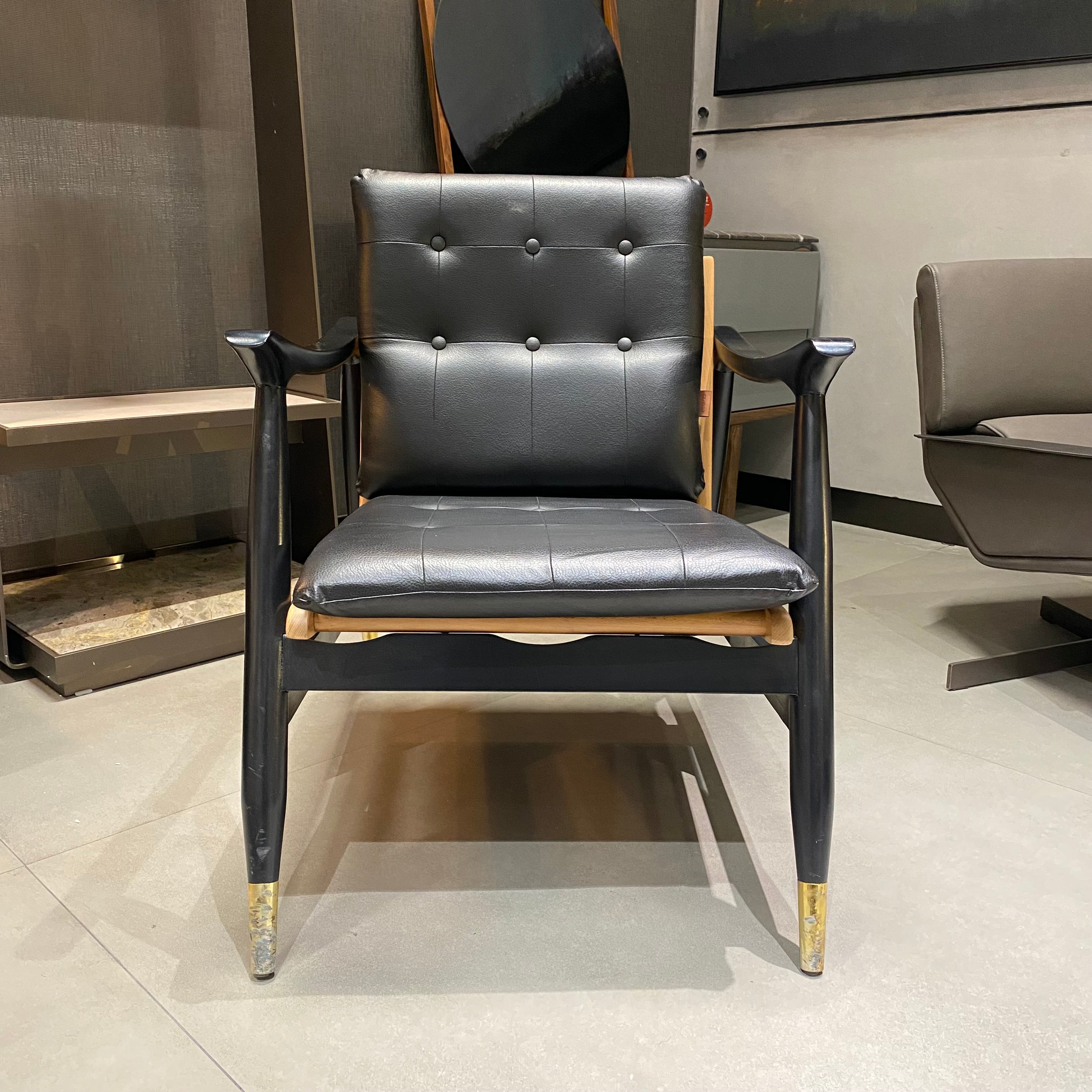 As-is Bonna Armchair Bonna-Glory901 display item by SANCREA, showcasing a modern, upholstered armchair in neutral fabric.