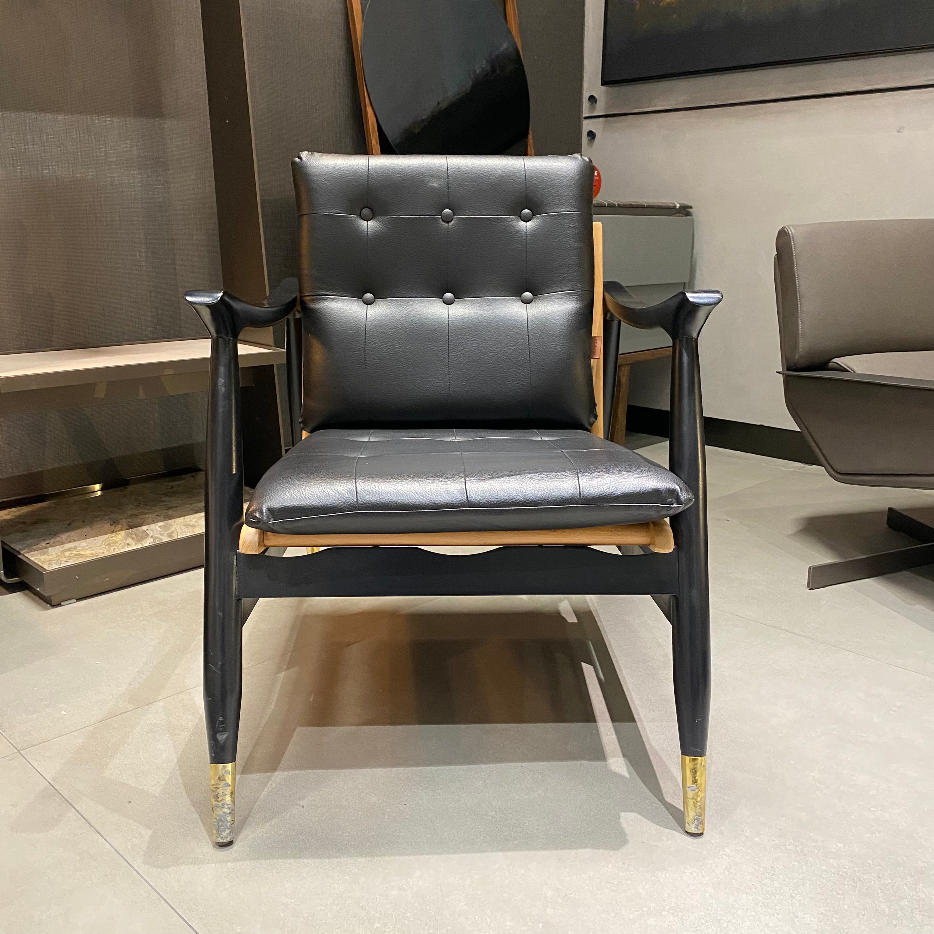 AS IS Bonna Armchair Bonna-Glory901 display item by SANCREA, showing a modern armchair with neutral upholstery and sleek design.
