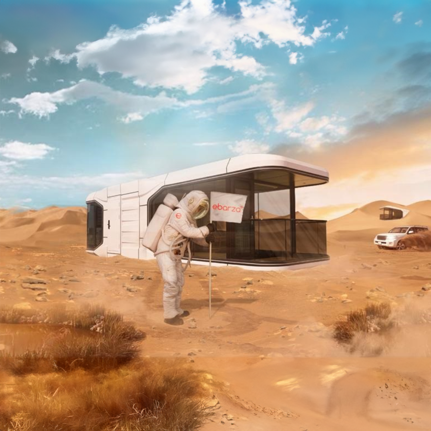 Display piece of the Beacon Furniture ebarza Future Capsule Large smart outdoors outdoor furniture in as-is condition.
