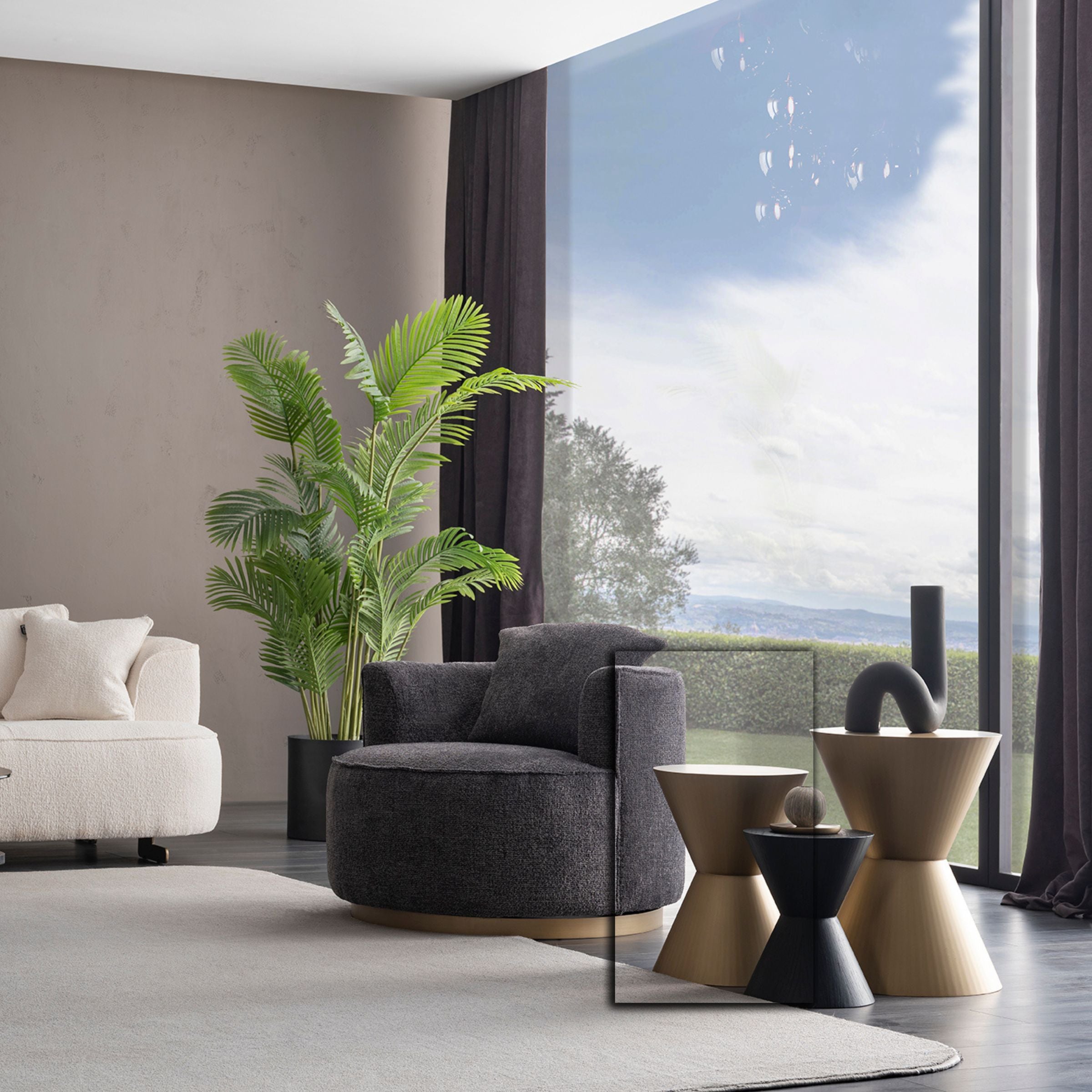 Display image of the AS IS Grande Button Side Table Medium by ORIX, showcasing its design and condition as a display item.