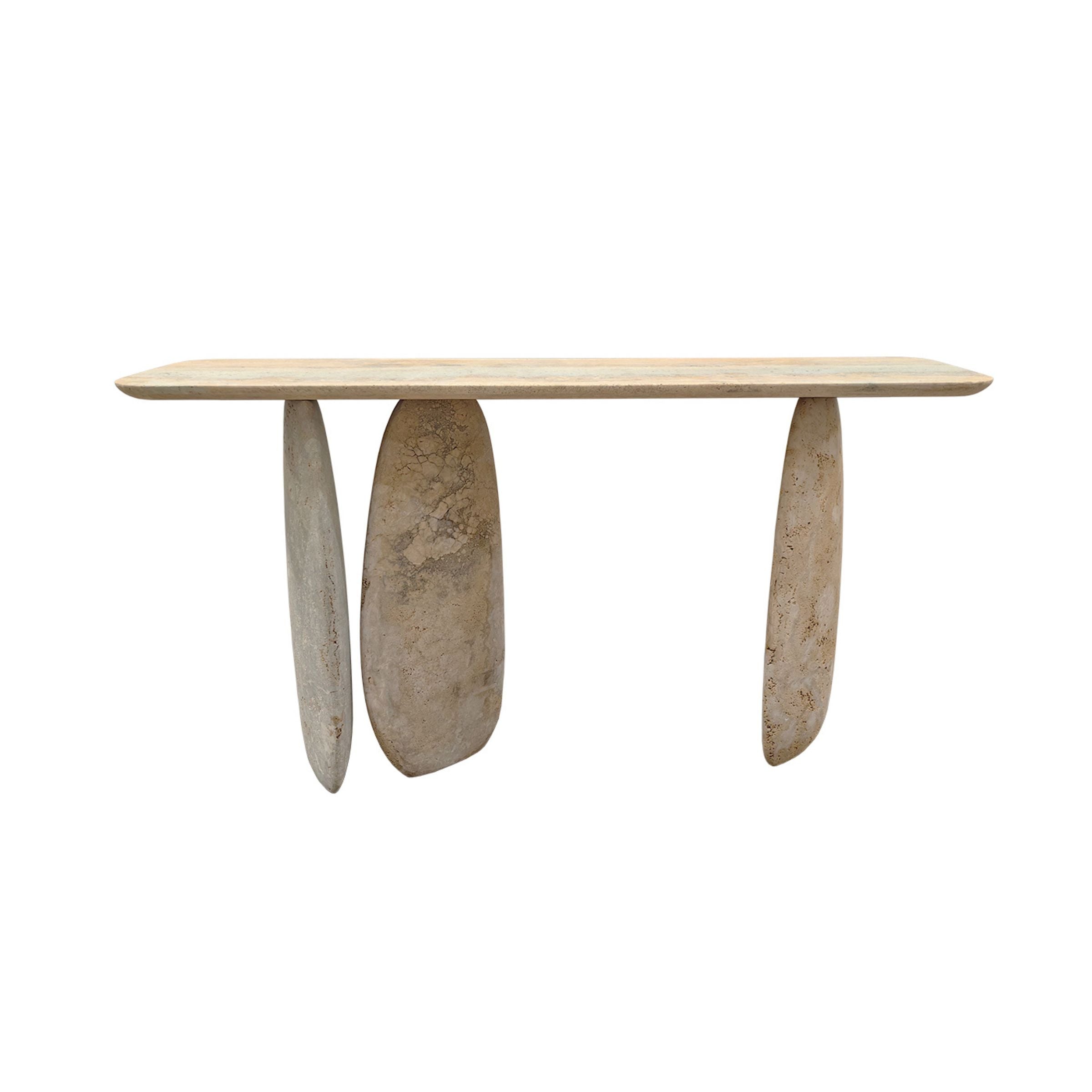 As Is - Lisbon Travertine Console Table - 495DTS-160cm -  DISPLAY ITEM - ebarza Furniture UAE | Shop Modern Furniture in Abu Dhabi & Dubai - مفروشات ايبازرا في الامارات | تسوق اثاث عصري وديكورات مميزة في دبي وابوظبي