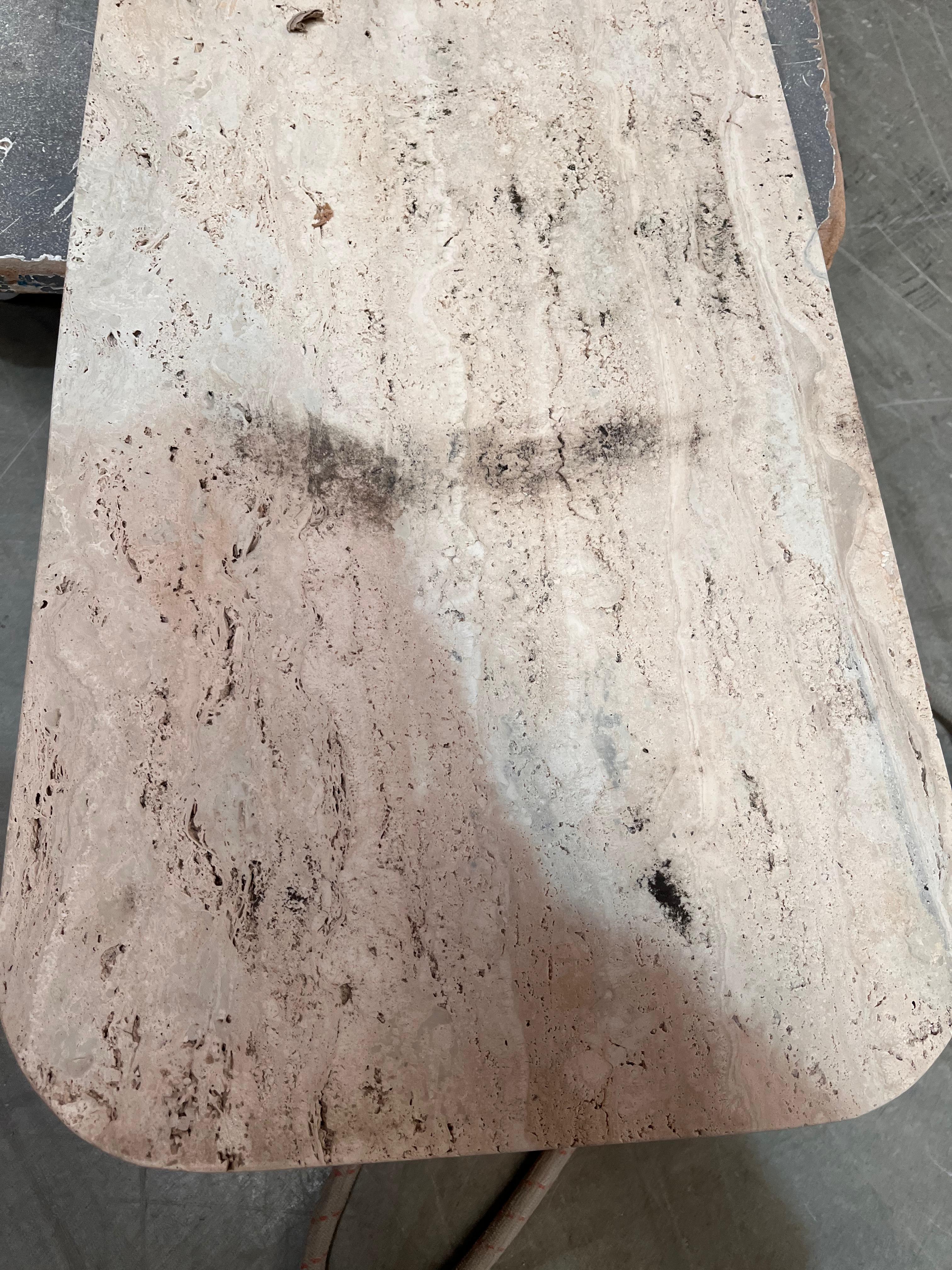 As Is - Lisbon Travertine Console Table - 495DTS-160cm -  DISPLAY ITEM - ebarza Furniture UAE | Shop Modern Furniture in Abu Dhabi & Dubai - مفروشات ايبازرا في الامارات | تسوق اثاث عصري وديكورات مميزة في دبي وابوظبي