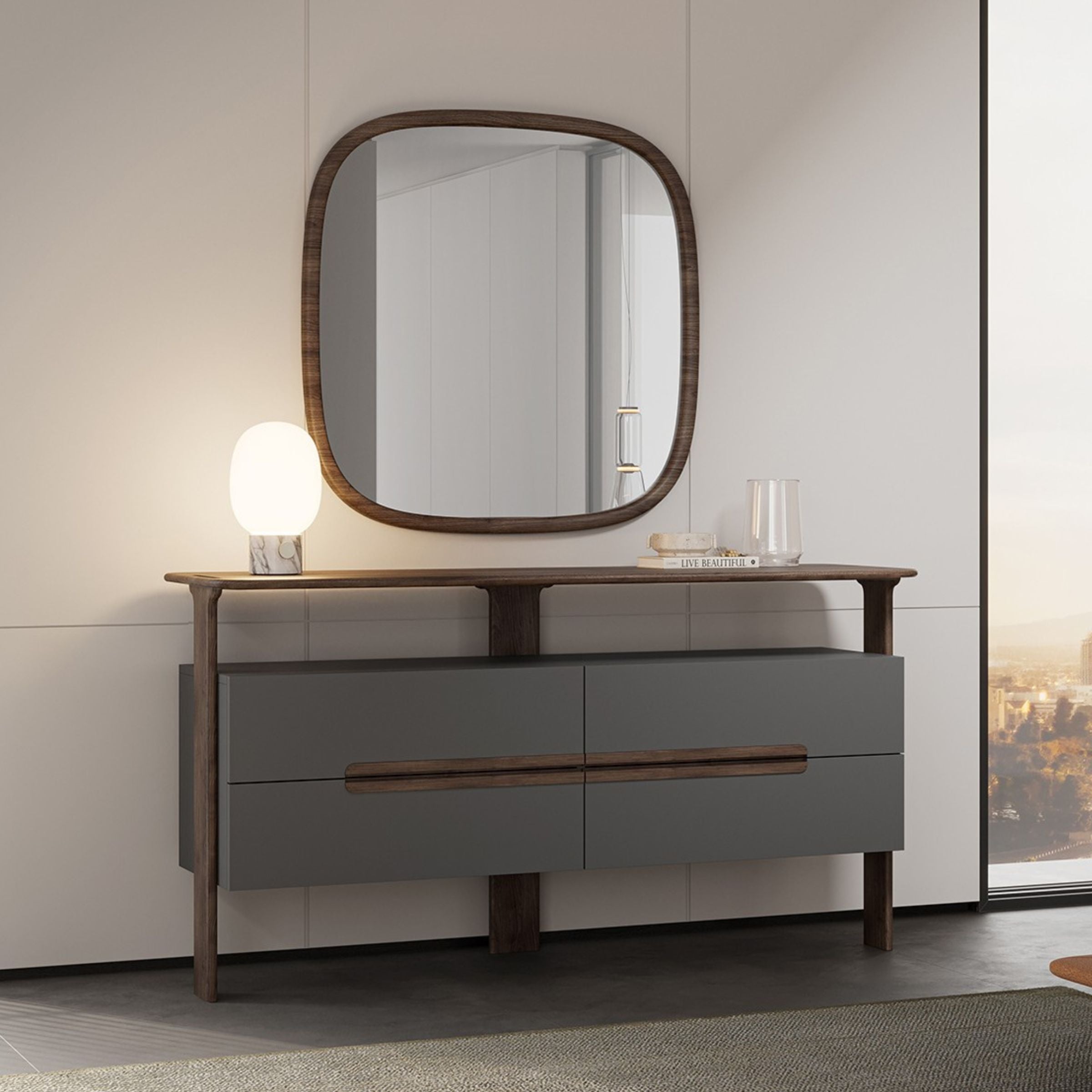 As Is - Lova Dresser & Mirror YOLVA-DM -  DISPLAY ITEM - ebarza Furniture UAE | Shop Modern Furniture in Abu Dhabi & Dubai - مفروشات ايبازرا في الامارات | تسوق اثاث عصري وديكورات مميزة في دبي وابوظبي
