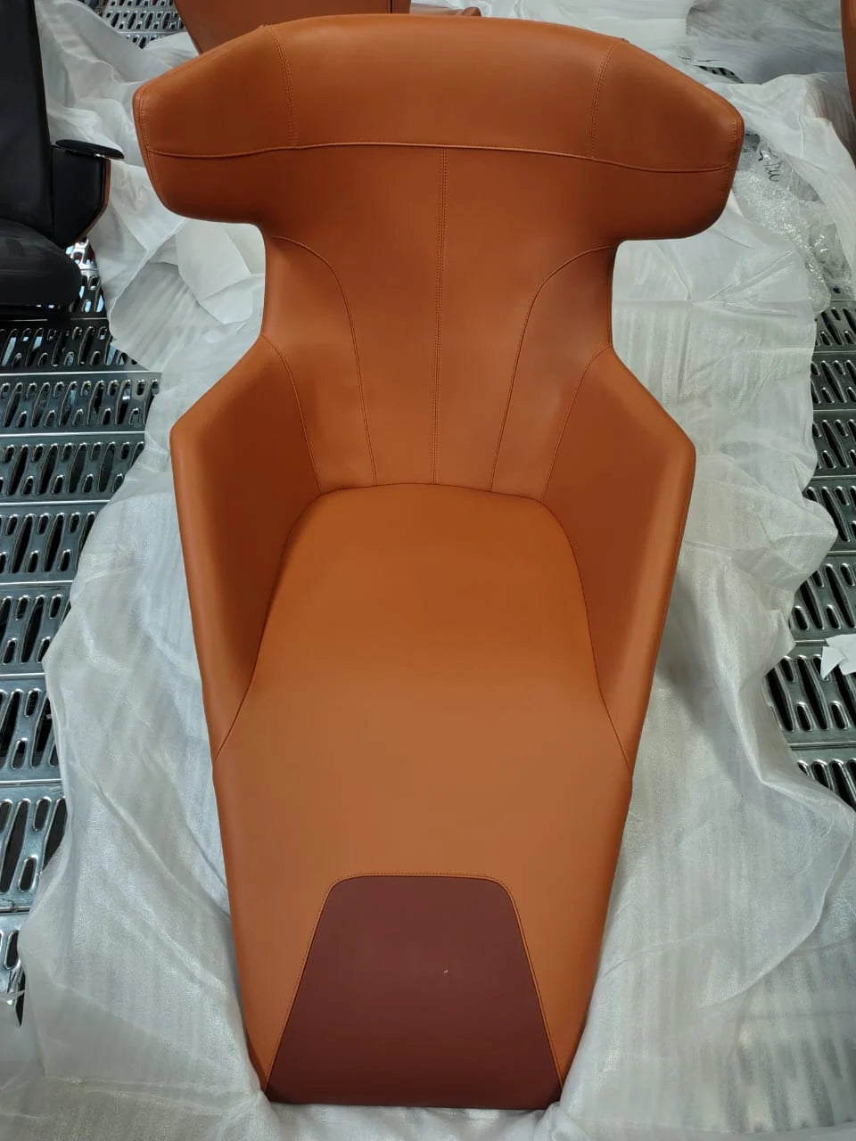As-is Relax Lounge Chair LC035-BR by Beacon, display item with visible fabric upholstery and modern design.