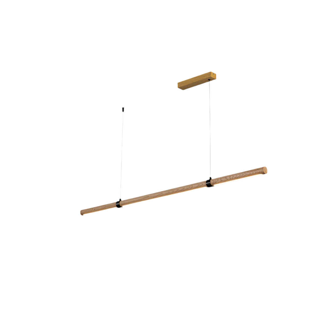Ash Aura LED linear pendant lamp by WFLDG, modern pendant light fixture with sleek design and warm illumination.
