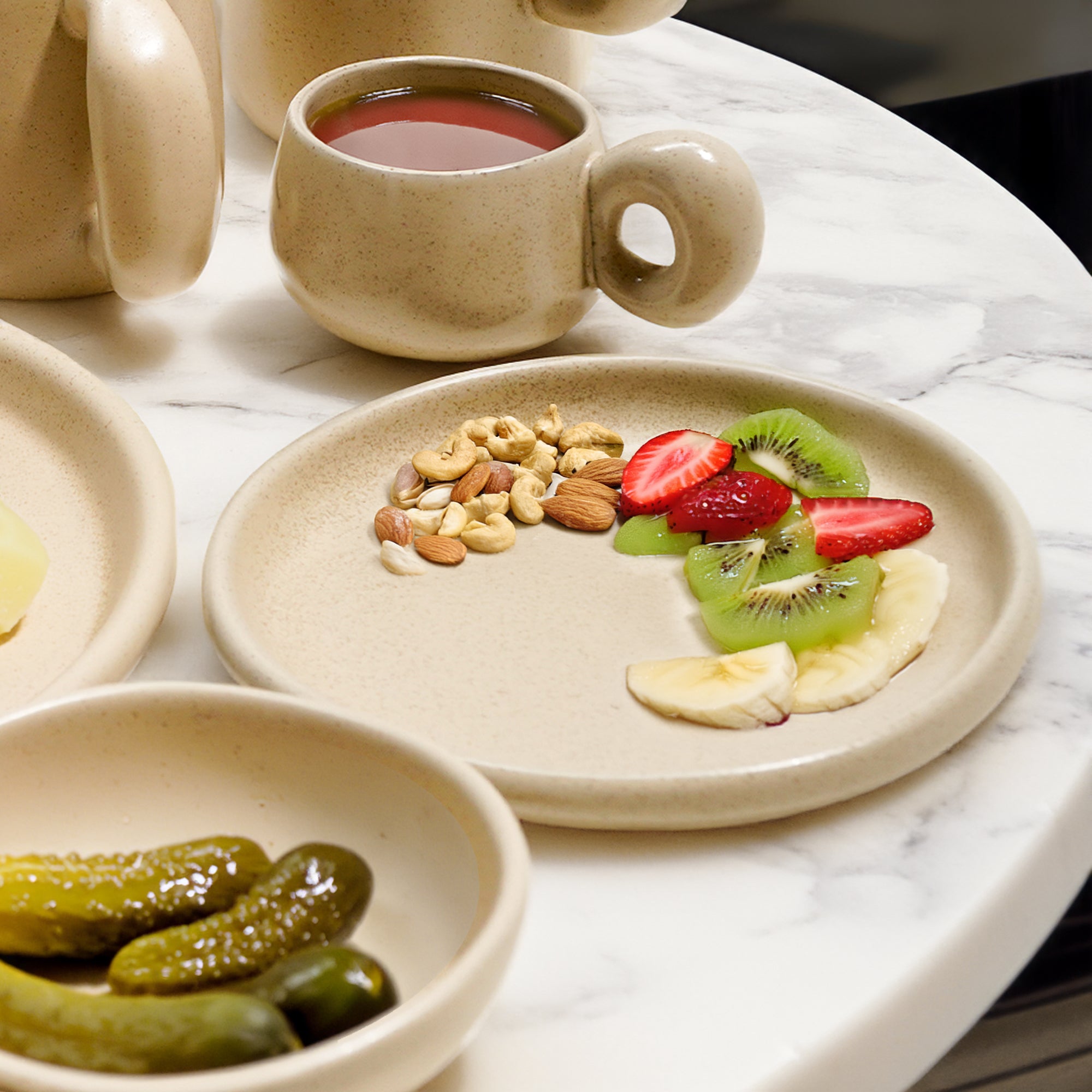 Asian Zen ceramic plate by BEACON, 8-inch round plate with a minimalist Asian-inspired design and smooth glazed finish.
