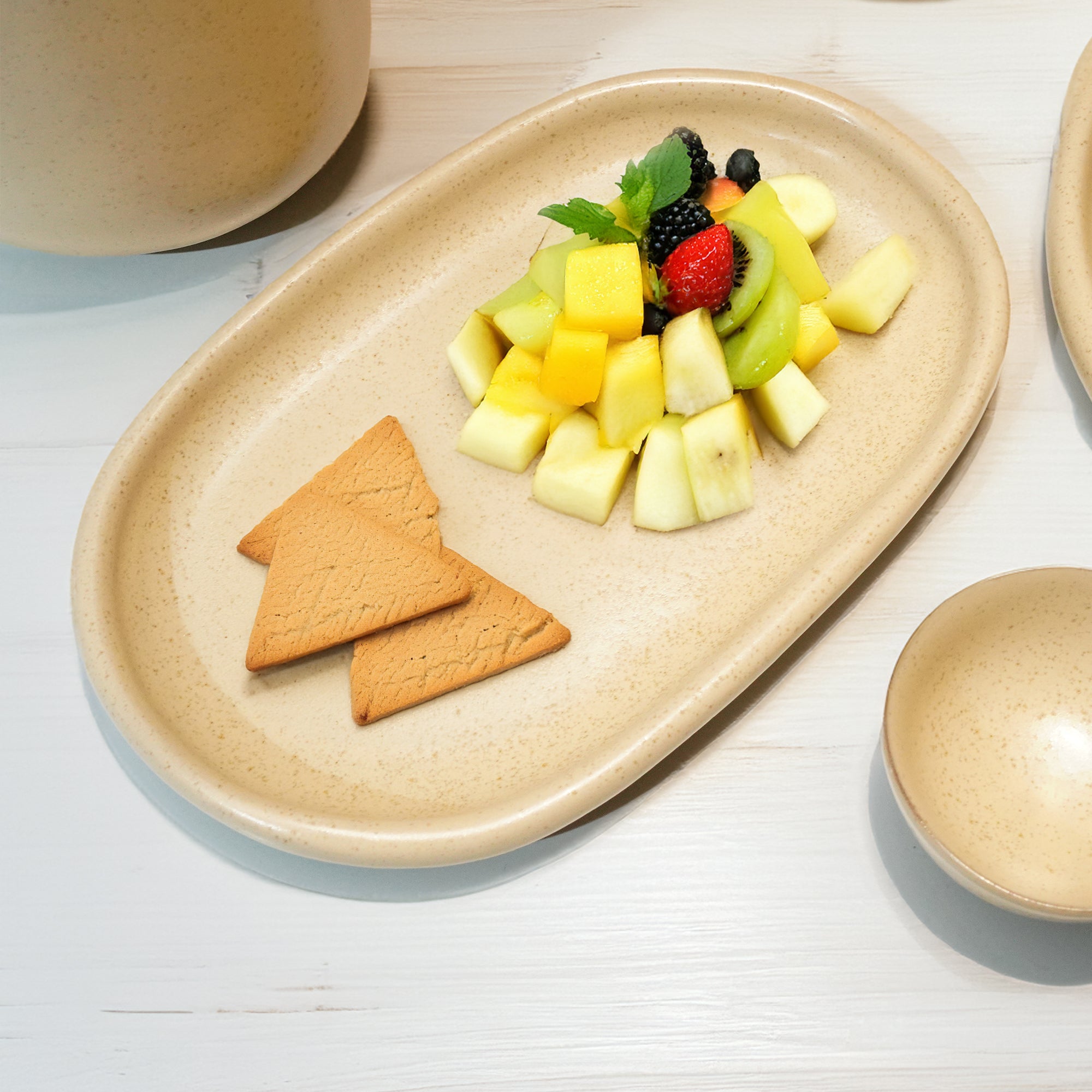 Asian Zen ceramic plate by BEACON, 8.25-inch round plate with a serene, minimalist design perfect for Asian-inspired tableware.