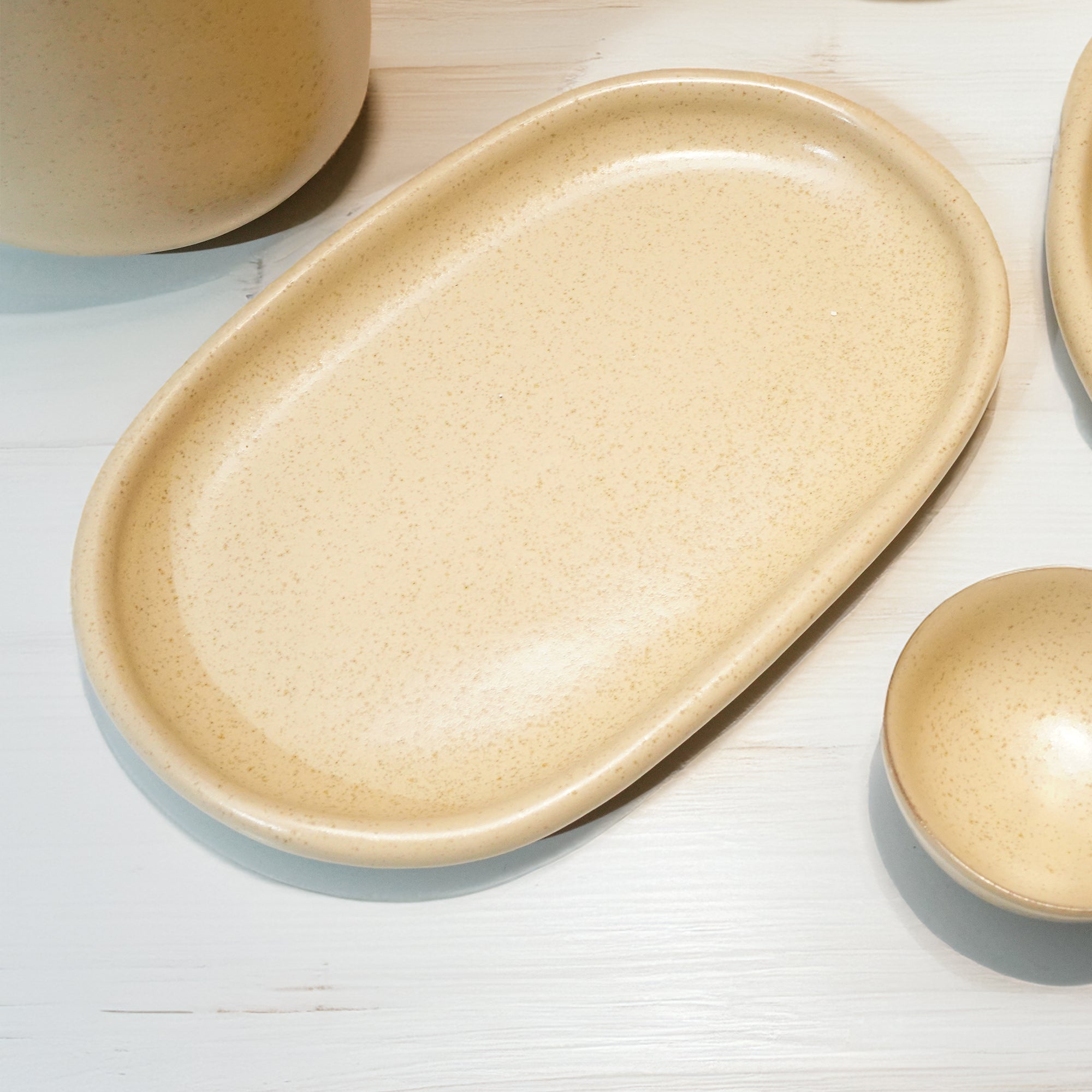 Asian Zen ceramic plate by BEACON, 8.25-inch round dish with a minimalist Zen design, perfect for serving or decor.