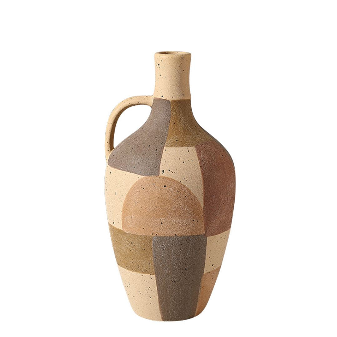 Assorted color hand-painted ceramic vase by BEACON, featuring vibrant designs and a glossy finish, perfect for home decor.