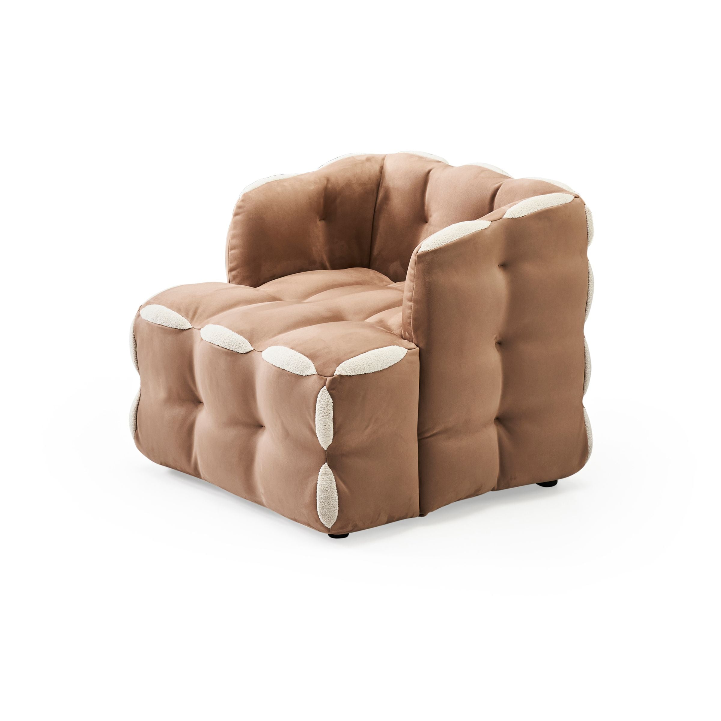 BEACON Aurora steel frame armchair LC068 with modern design and plush upholstery, featuring sleek armrests and sturdy construction.