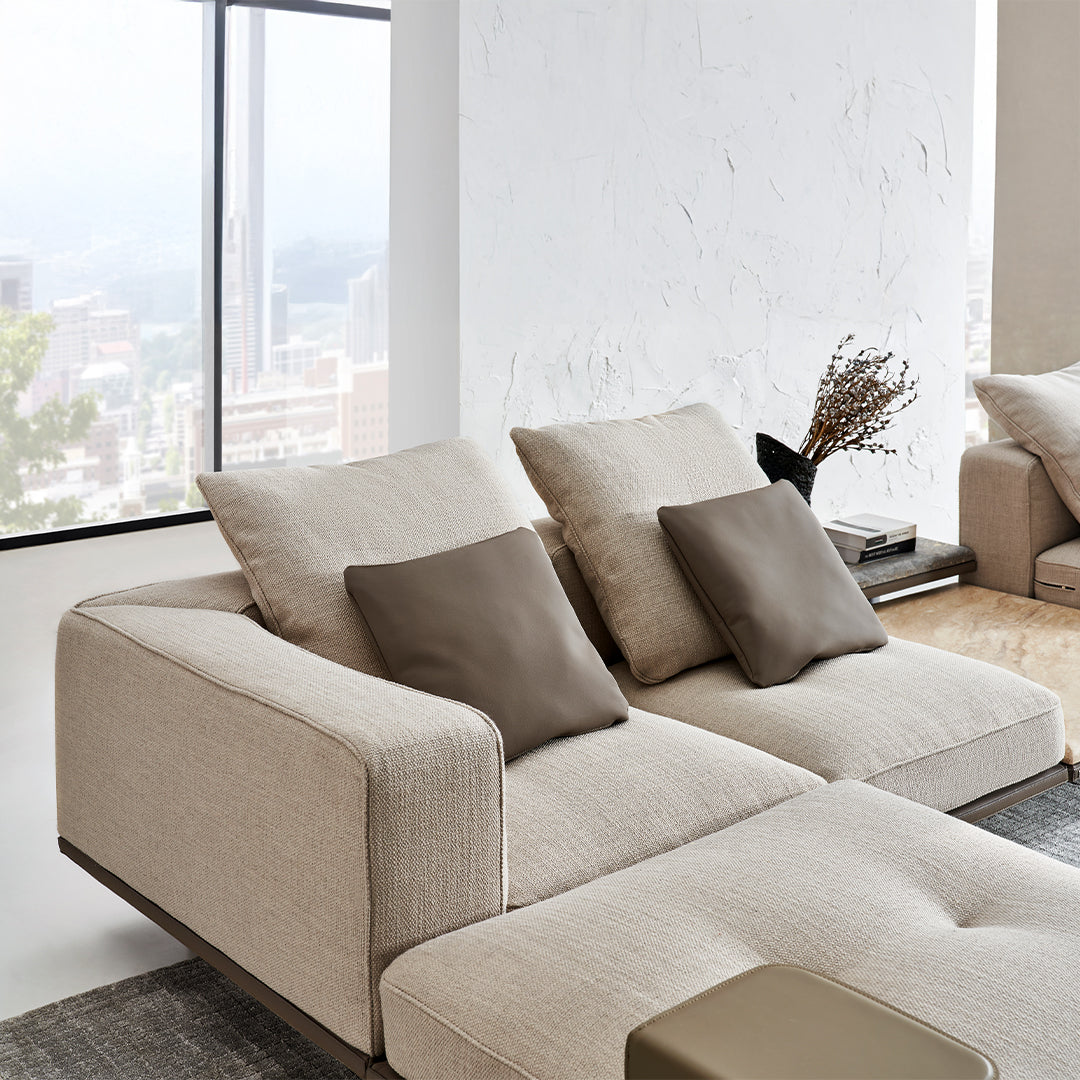 Avenor 2-seater modular sofa with left armrest by BEACON, featuring plush cushions and modern design in a living room setting.