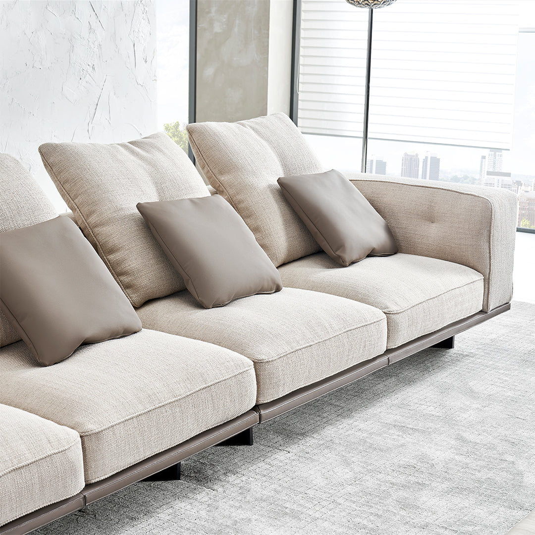 Avenor 2-seater modular sofa with right armrest by BEACON, featuring plush cushions and modern design, shown in a living room setting.
