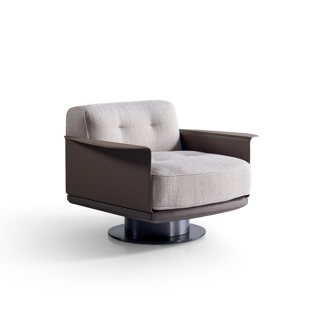 A beige BEACON Avenor armchair with plush upholstery and wooden legs, showcasing a modern, comfortable design.