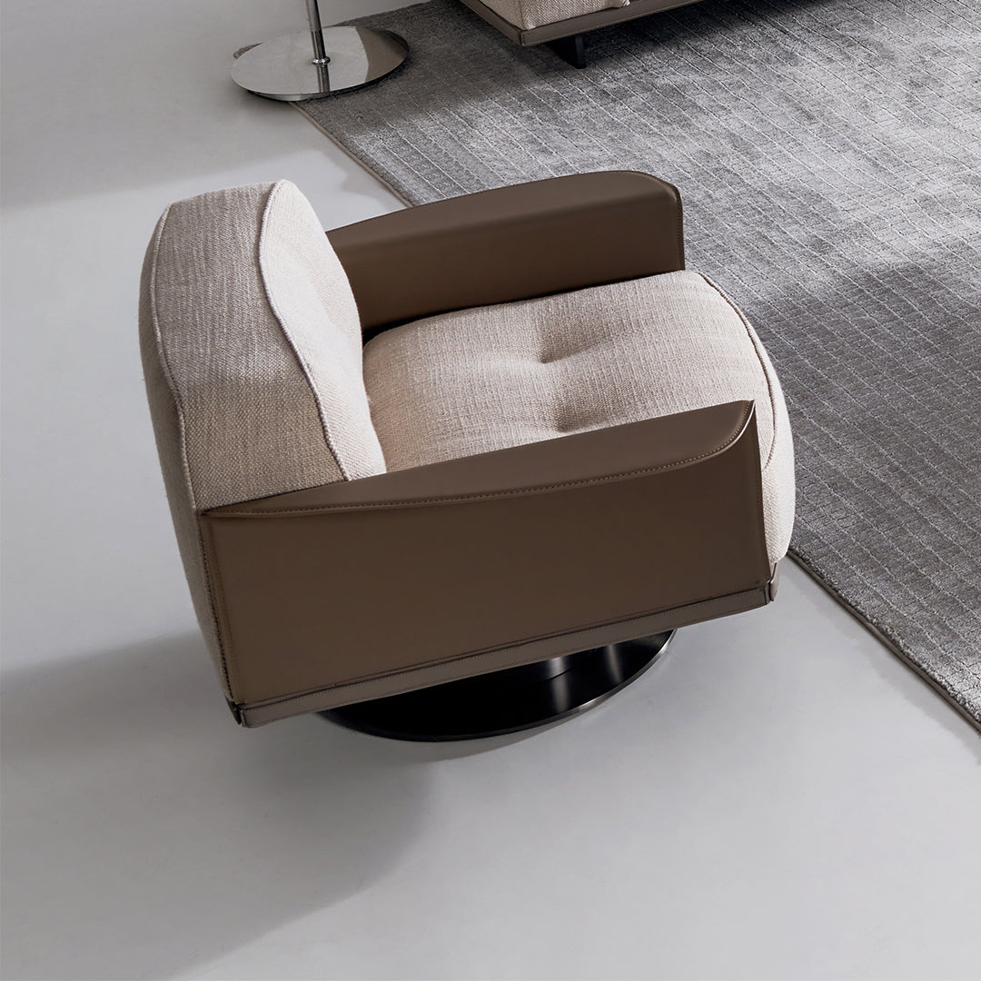 BEACON Avenor armchair D-LC091/SF091 with plush fabric upholstery and modern design, shown in a cozy living room setting.