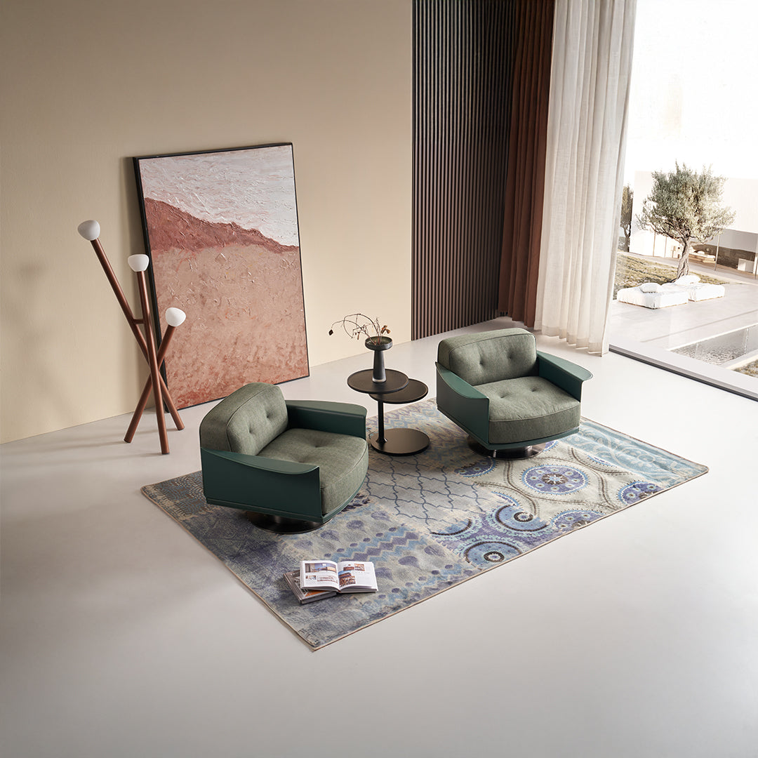 Green BEACON Avenor armchair LC091 with plush fabric and modern design for comfortable seating.