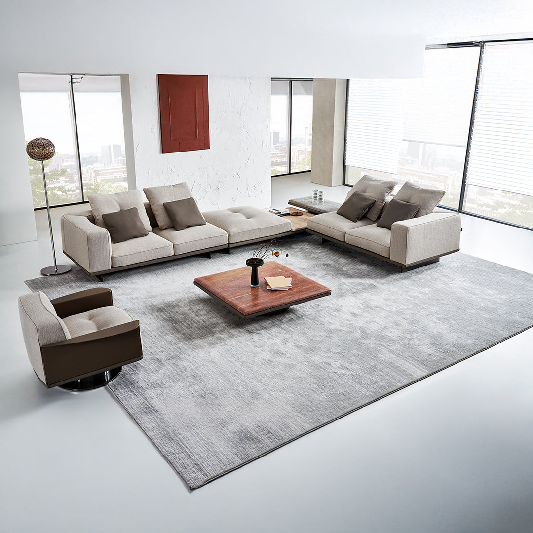 Avenor modular pouf with side table from BEACON, featuring a modern design and versatile functionality for living spaces.