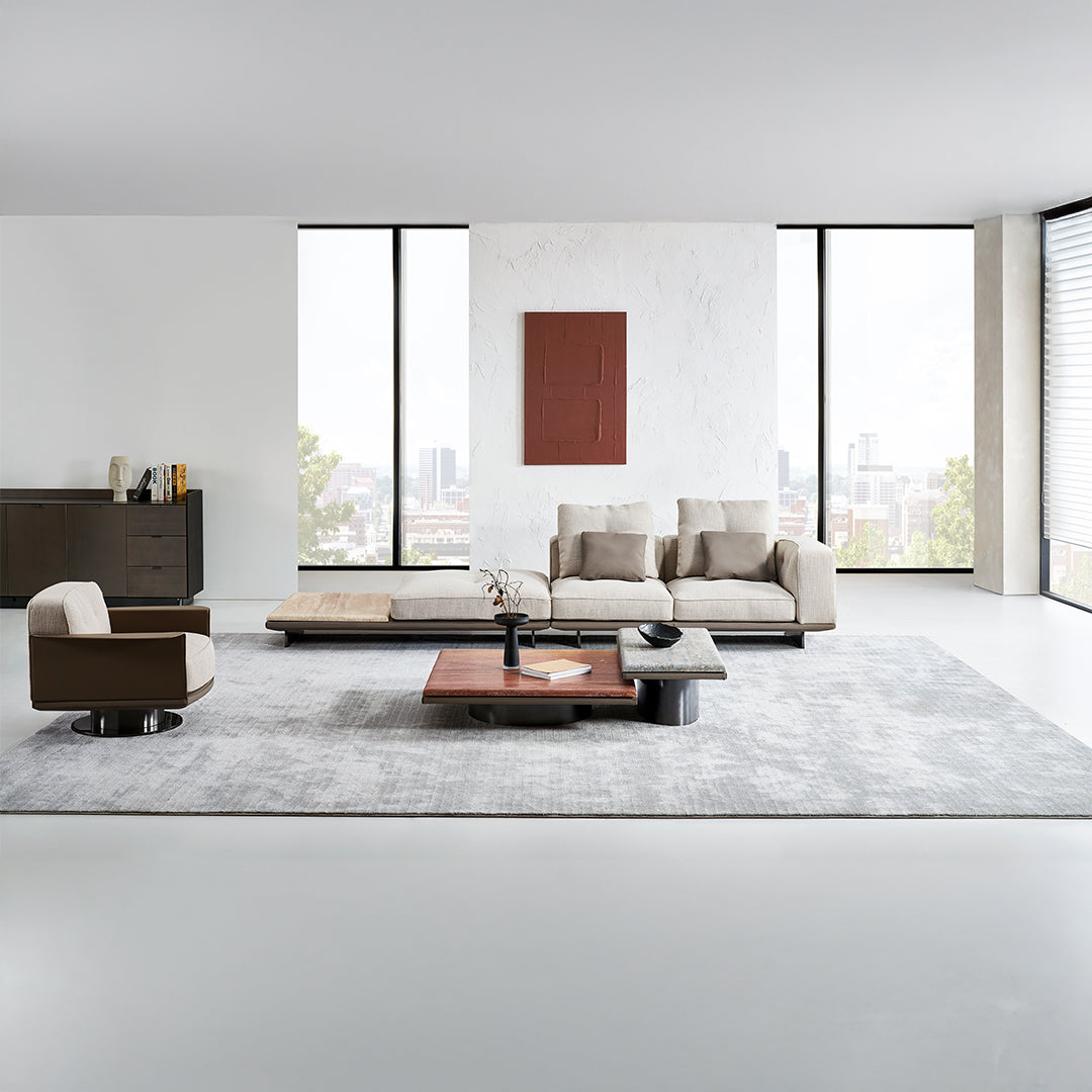 Red Avenor Travertine Coffee Table by BEACON featuring sleek, modern design and durable travertine surface.