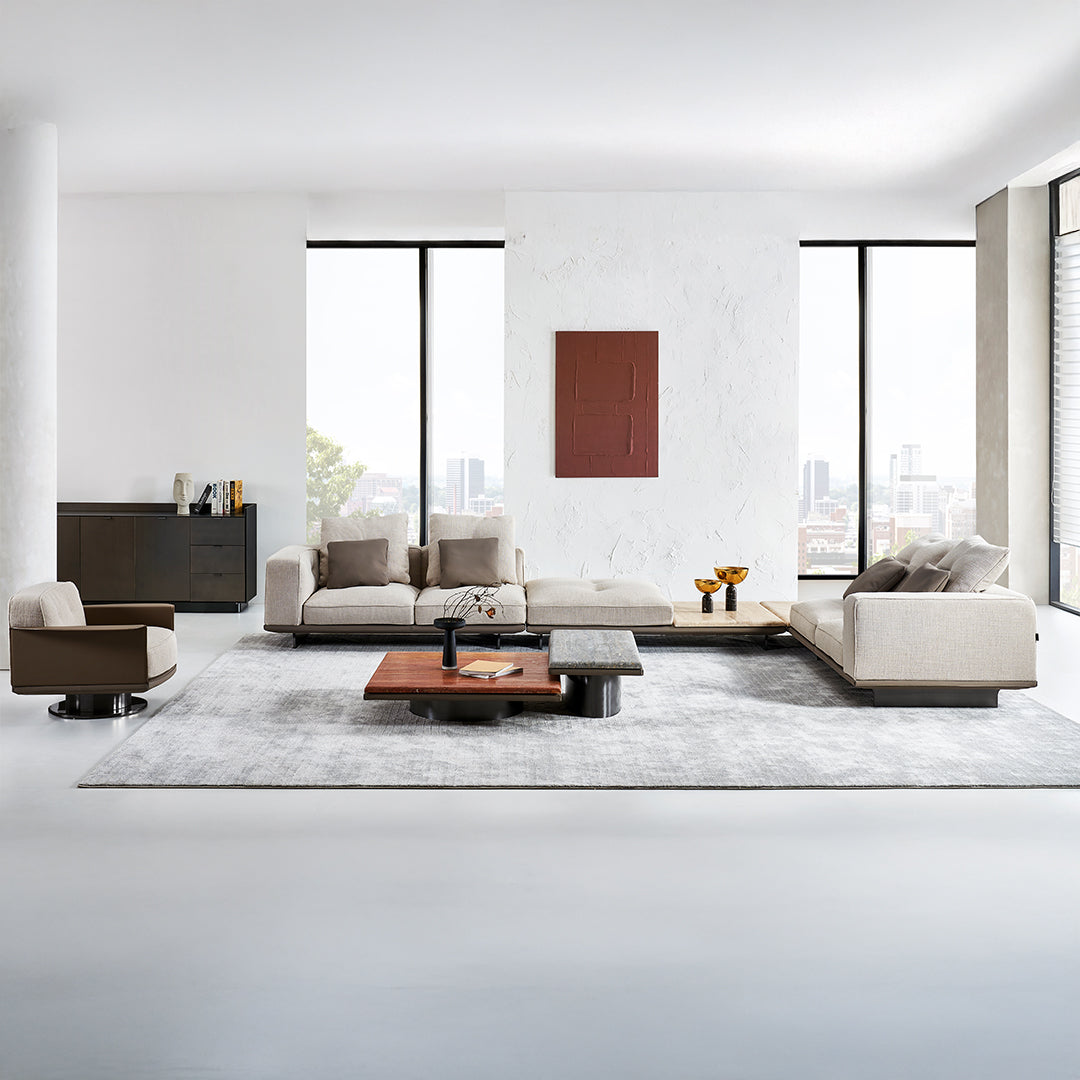 Avenor Red Travertine Coffee Table by BEACON, featuring a sleek rectangular design with natural red travertine surface and modern style.