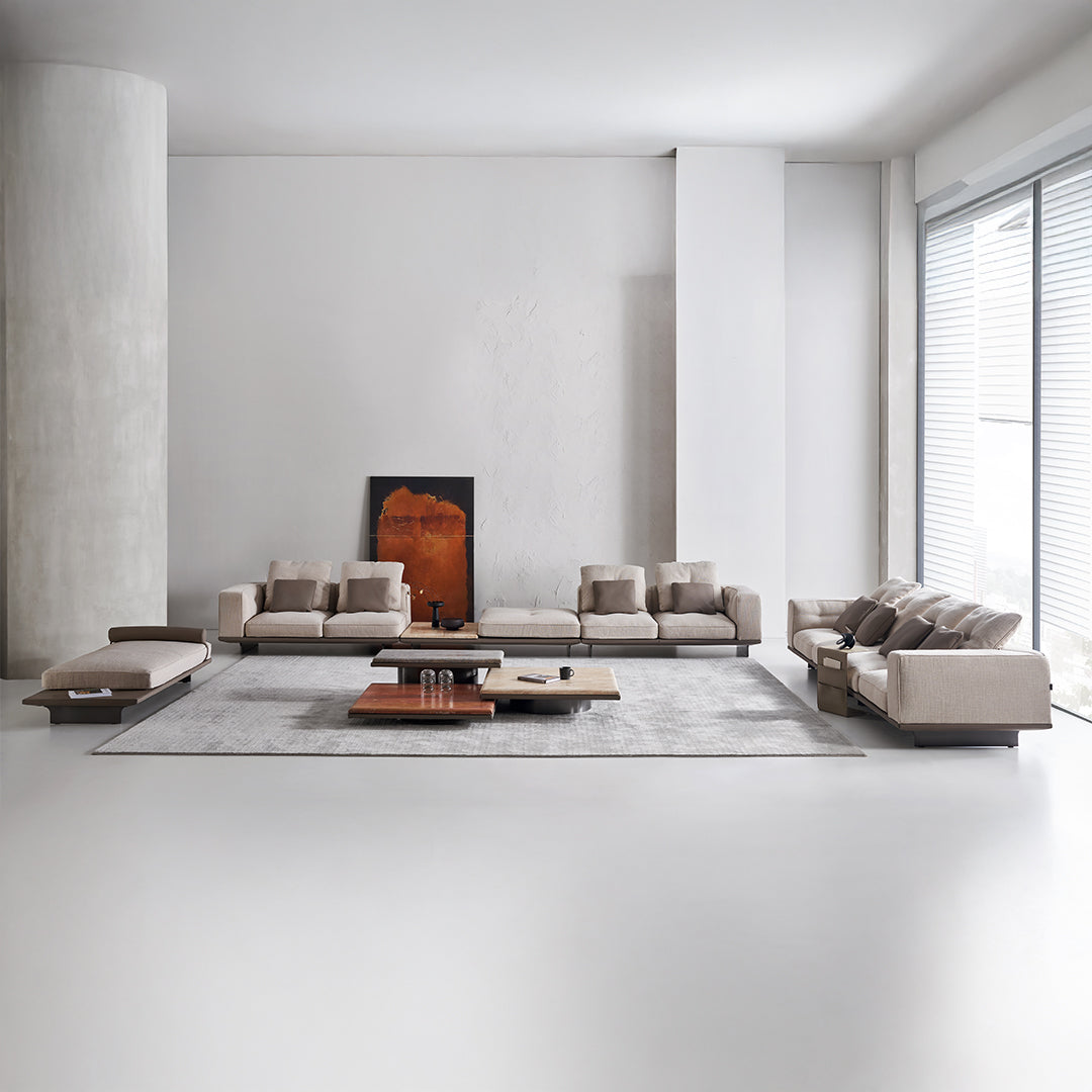 Avenor Red Travertine Coffee Table by BEACON featuring a sleek red travertine surface and modern coffee table design.