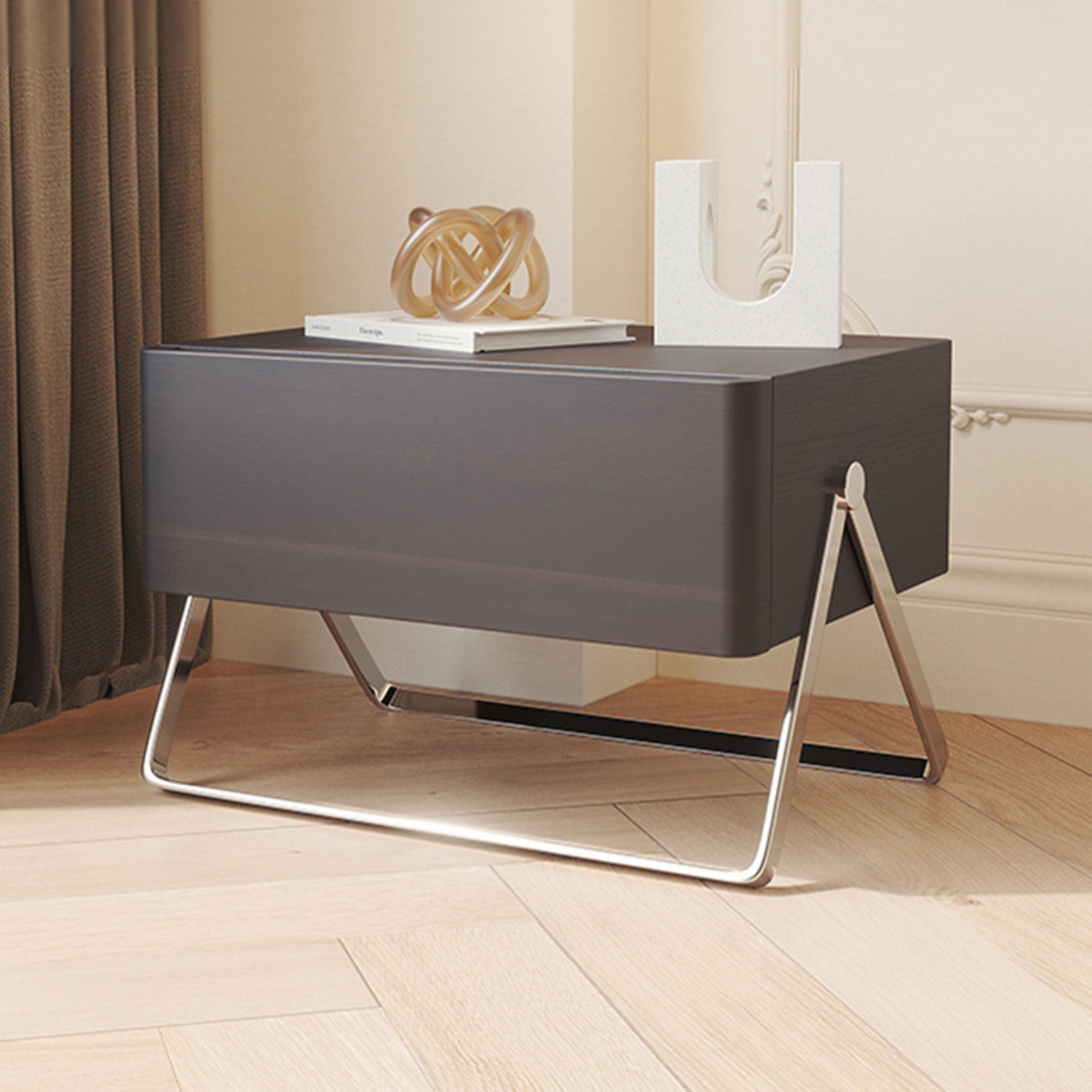 Basket Dark Walnut Bed Side Table MLL-T71 -  Side Tables - ebarza Furniture UAE | Shop Modern Furniture in Abu Dhabi & Dubai - مفروشات ايبازرا في الامارات | تسوق اثاث عصري وديكورات مميزة في دبي وابوظبي