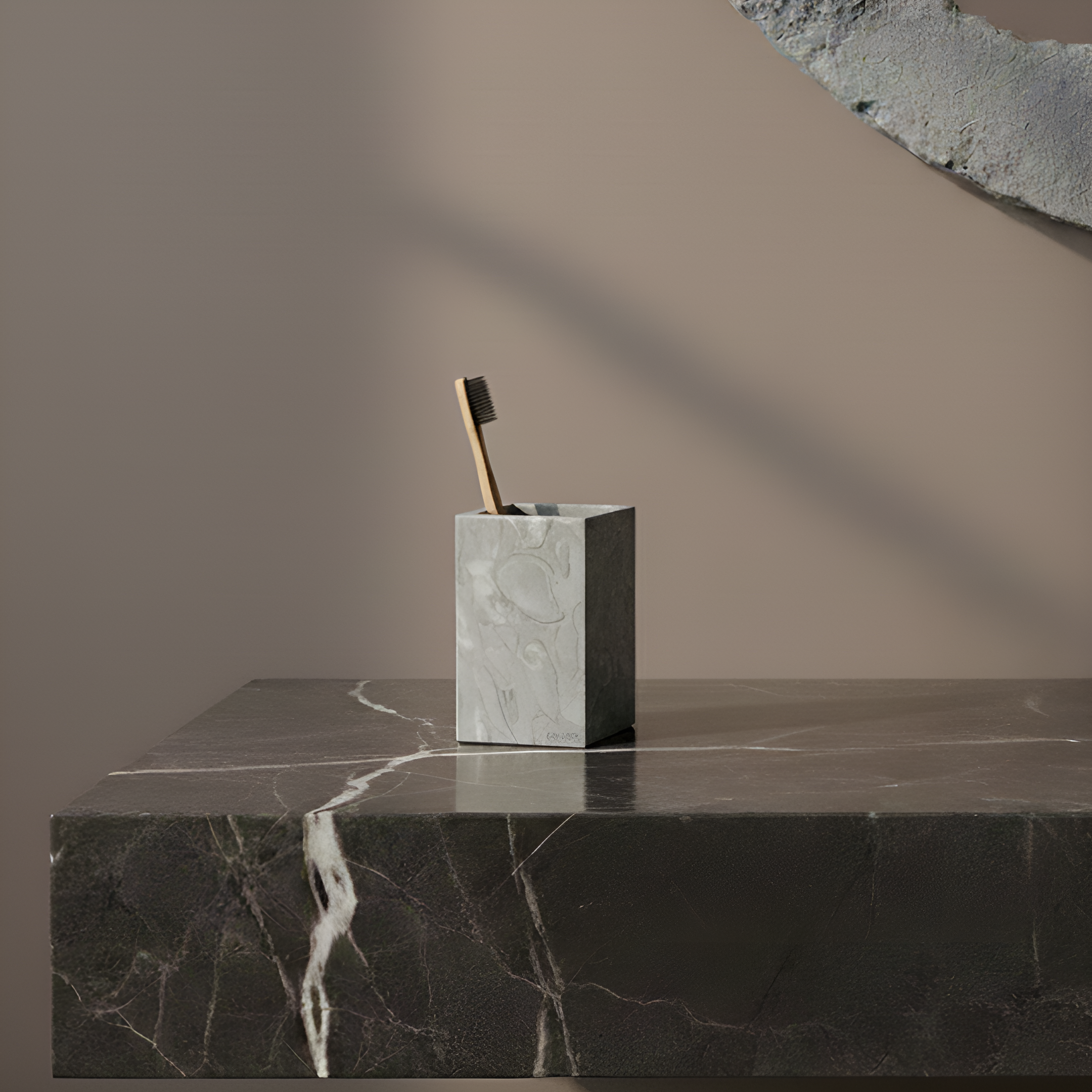 Bawang Flower marble square storage cup for bathroom accessories by BEACON, designed for organizing small items.